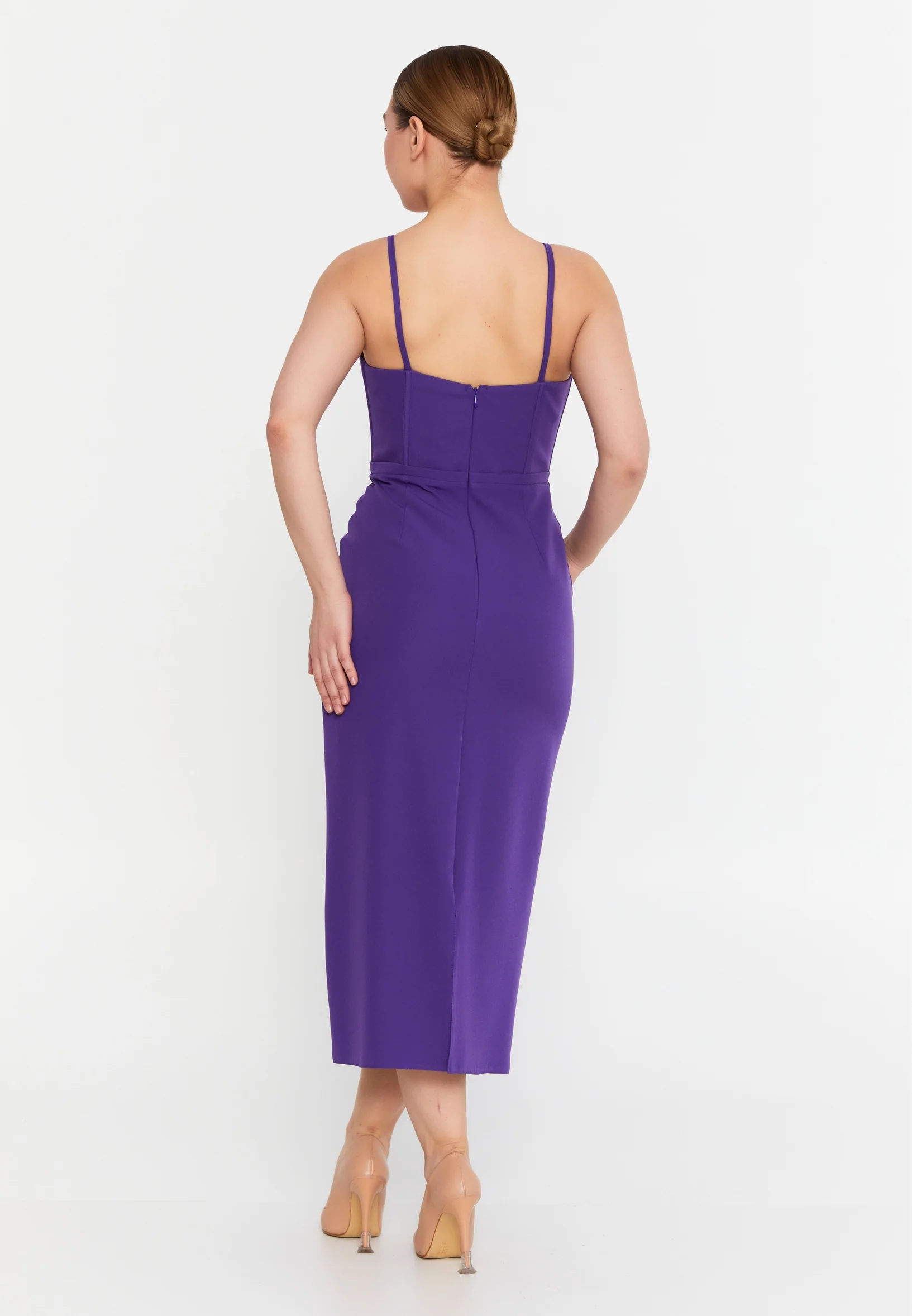 Sleeveless Midi Viscose Column Regular Evening Dress msp55234 - Image 18