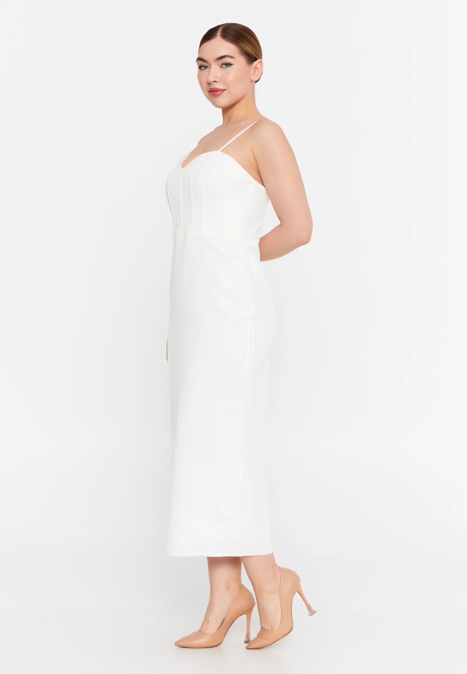 Sleeveless Midi Viscose Column Regular Evening Dress msp55234 - Image 3