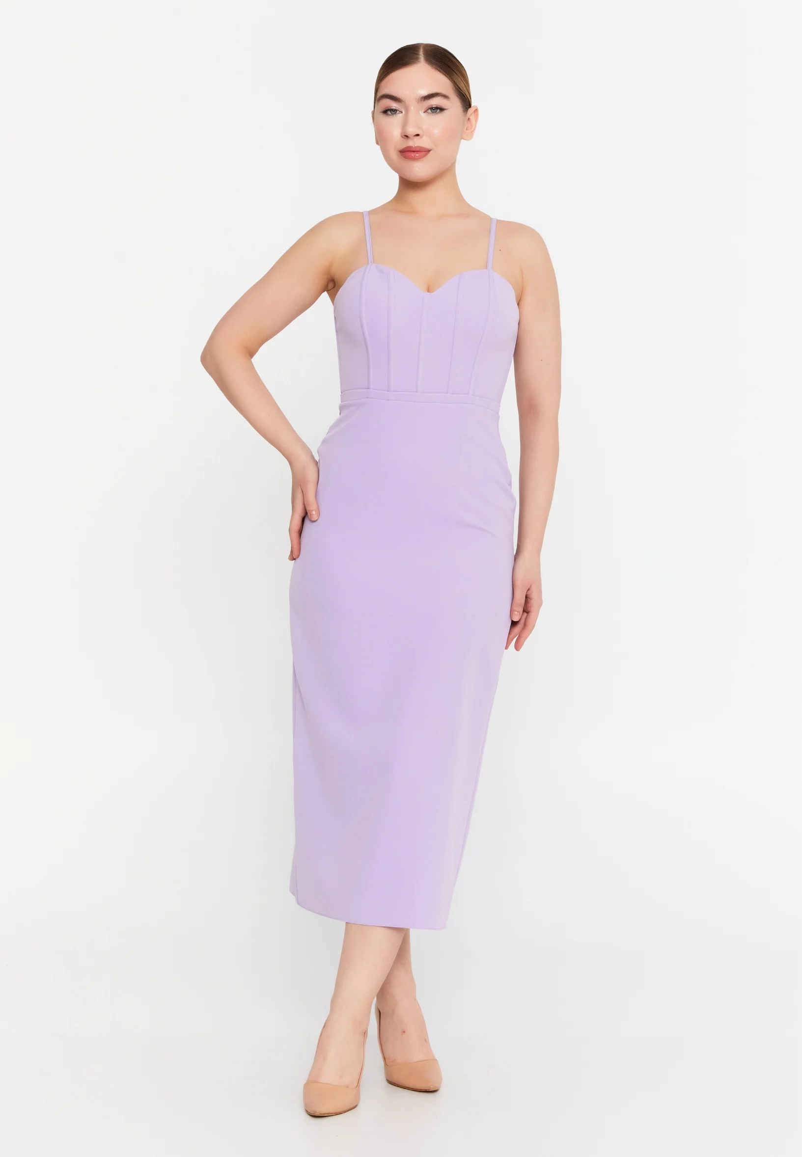 Sleeveless Midi Viscose Column Regular Evening Dress msp55234 - Image 5