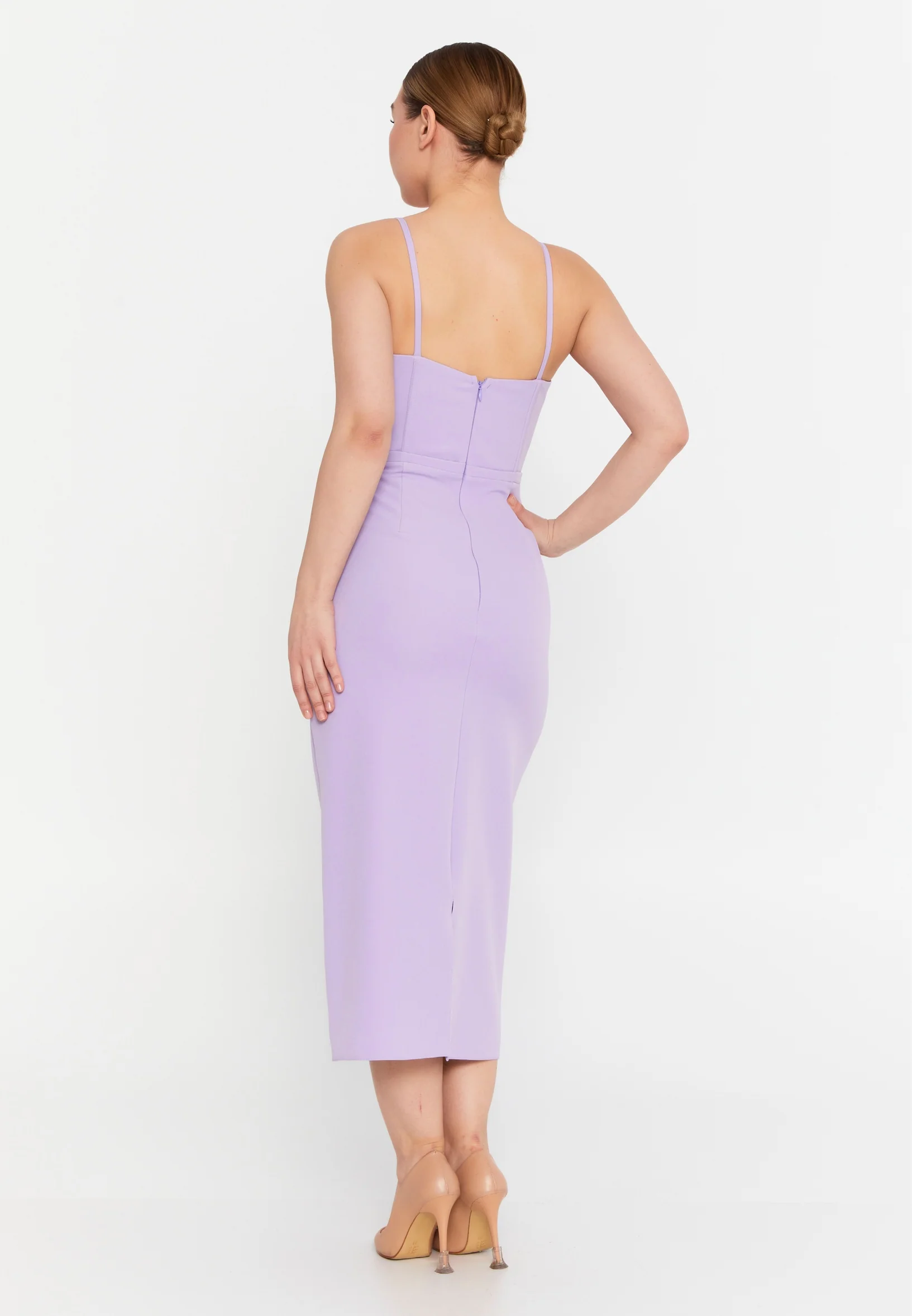 Sleeveless Midi Viscose Column Regular Evening Dress msp55234 - Image 6
