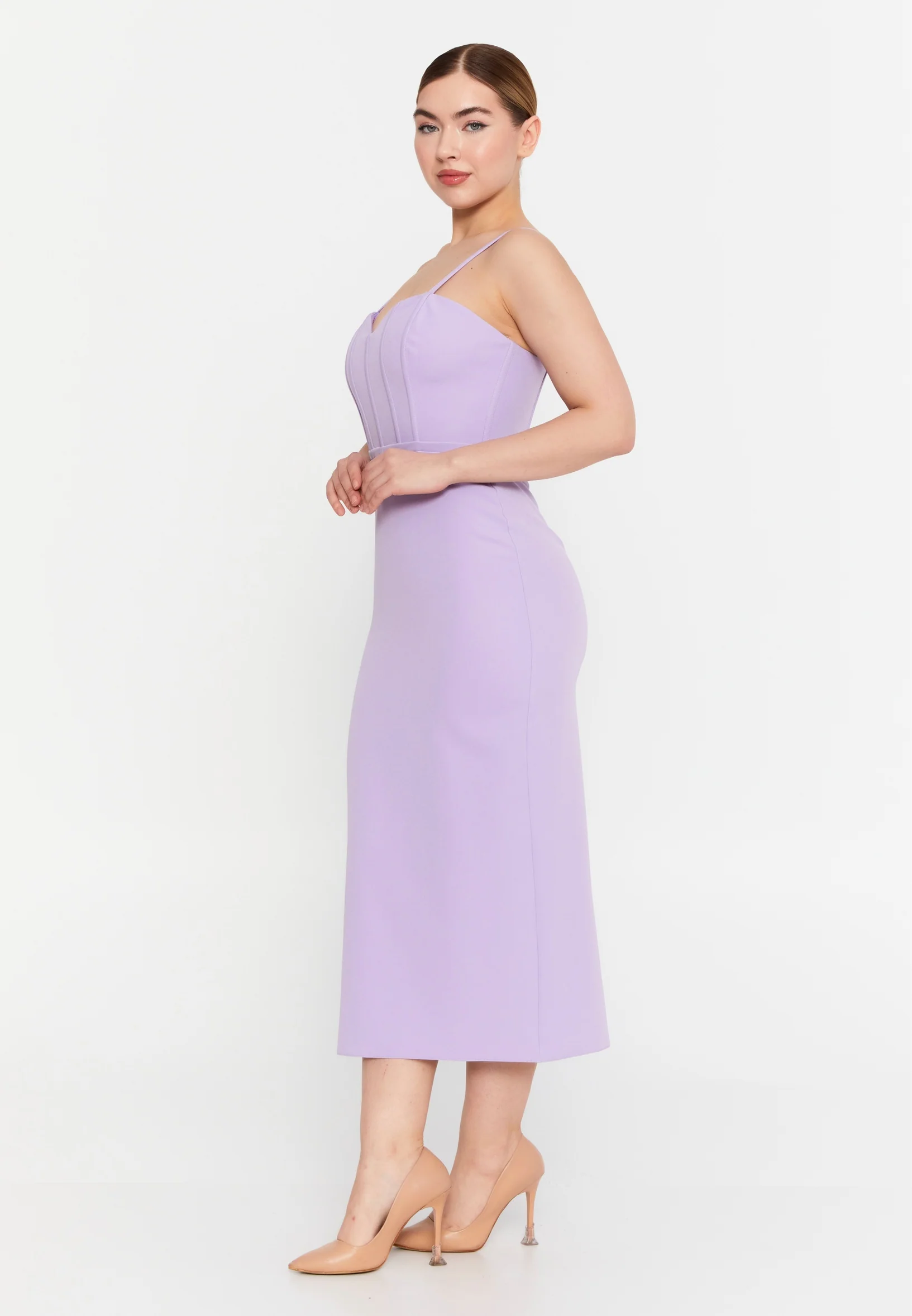Sleeveless Midi Viscose Column Regular Evening Dress msp55234 - Image 7