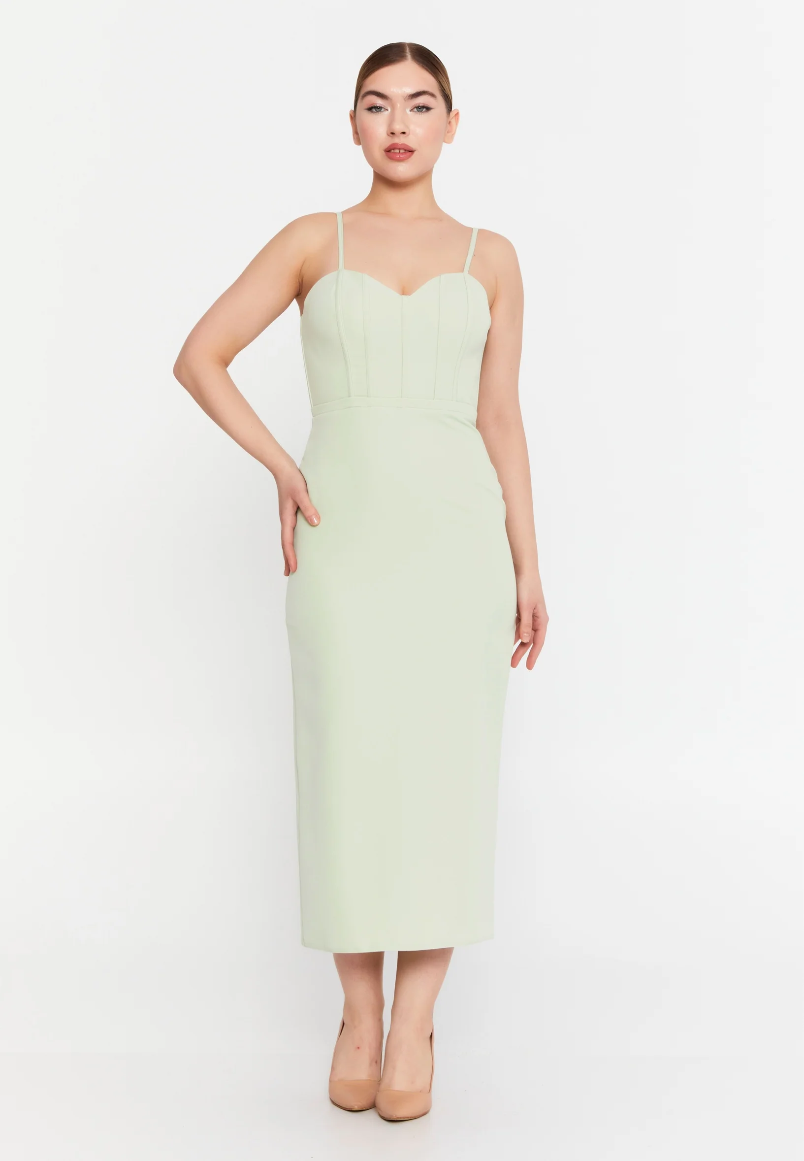 Sleeveless Midi Viscose Column Regular Evening Dress msp55234 - Image 9