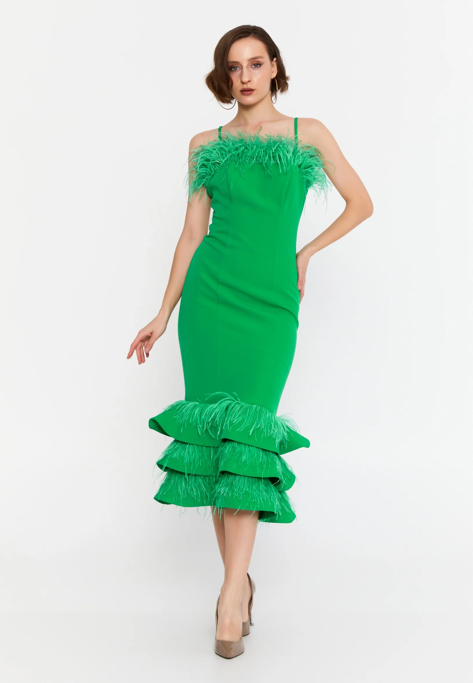 Sleeveless Midi Viscose Column Regular Evening Dress msp77248