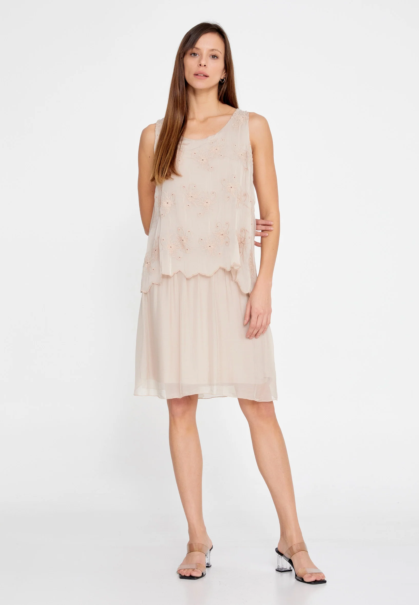 Sleeveless Mini Chiffon Column Regular Casual Dress eslm053