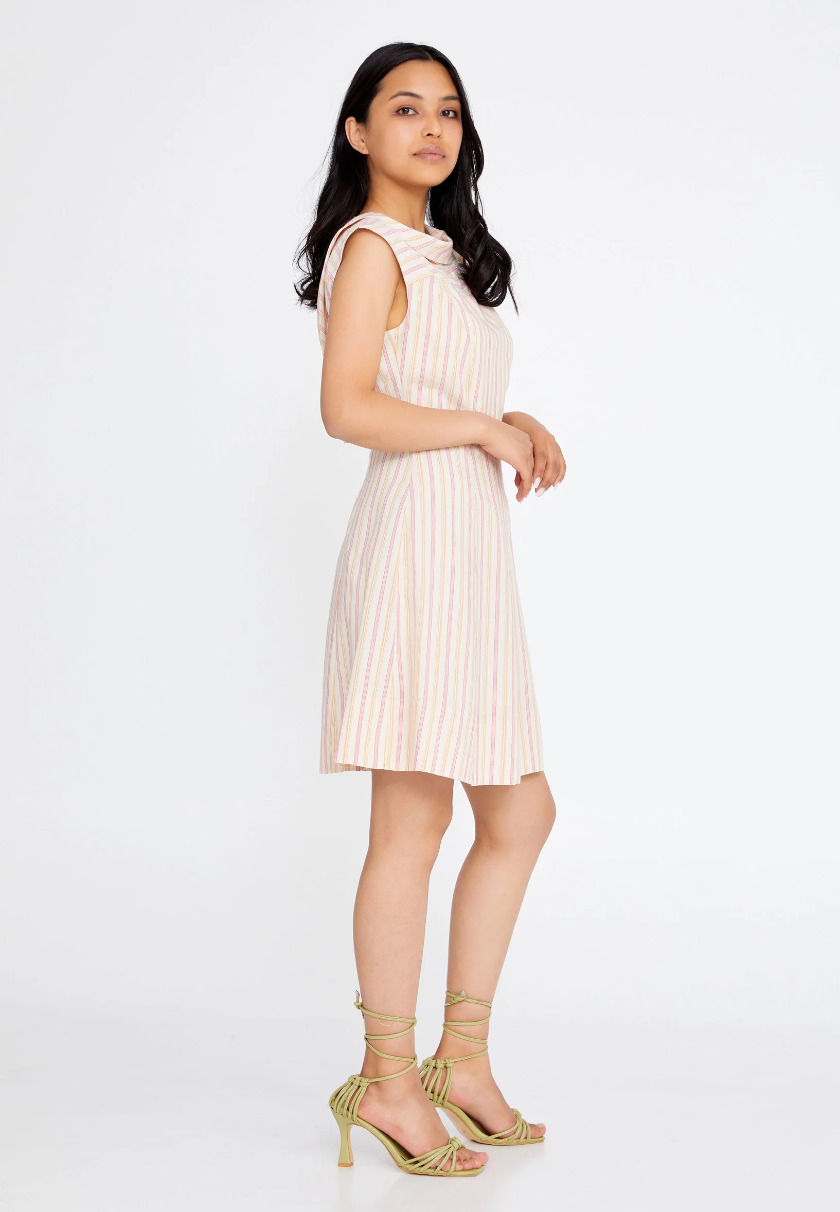 Sleeveless Mini Crepe Column Regular Casual Dress kmy22s40928 - Image 3