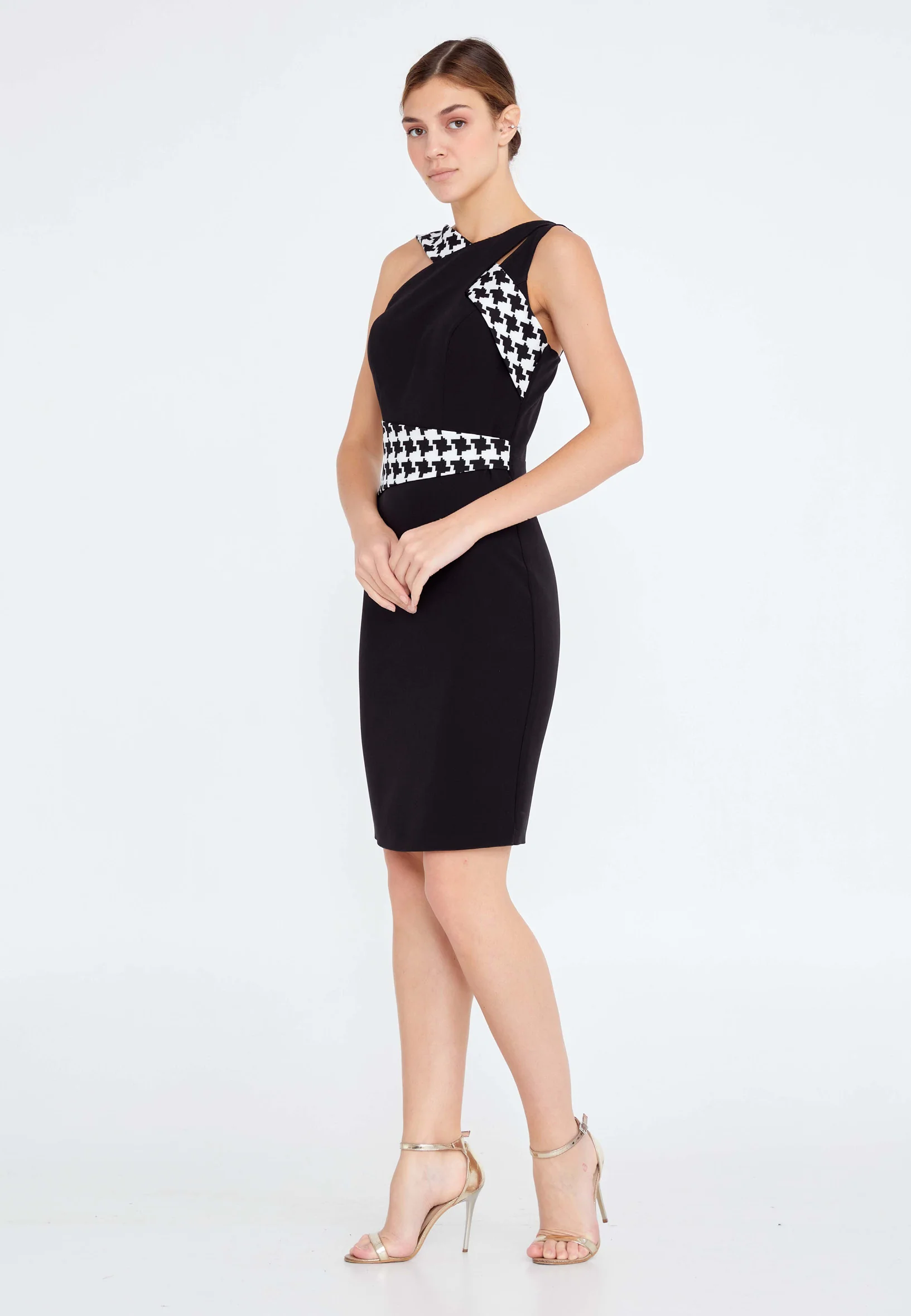 Sleeveless Mini Crepe Column Regular Cocktail Dress jnm20-083 - Image 3