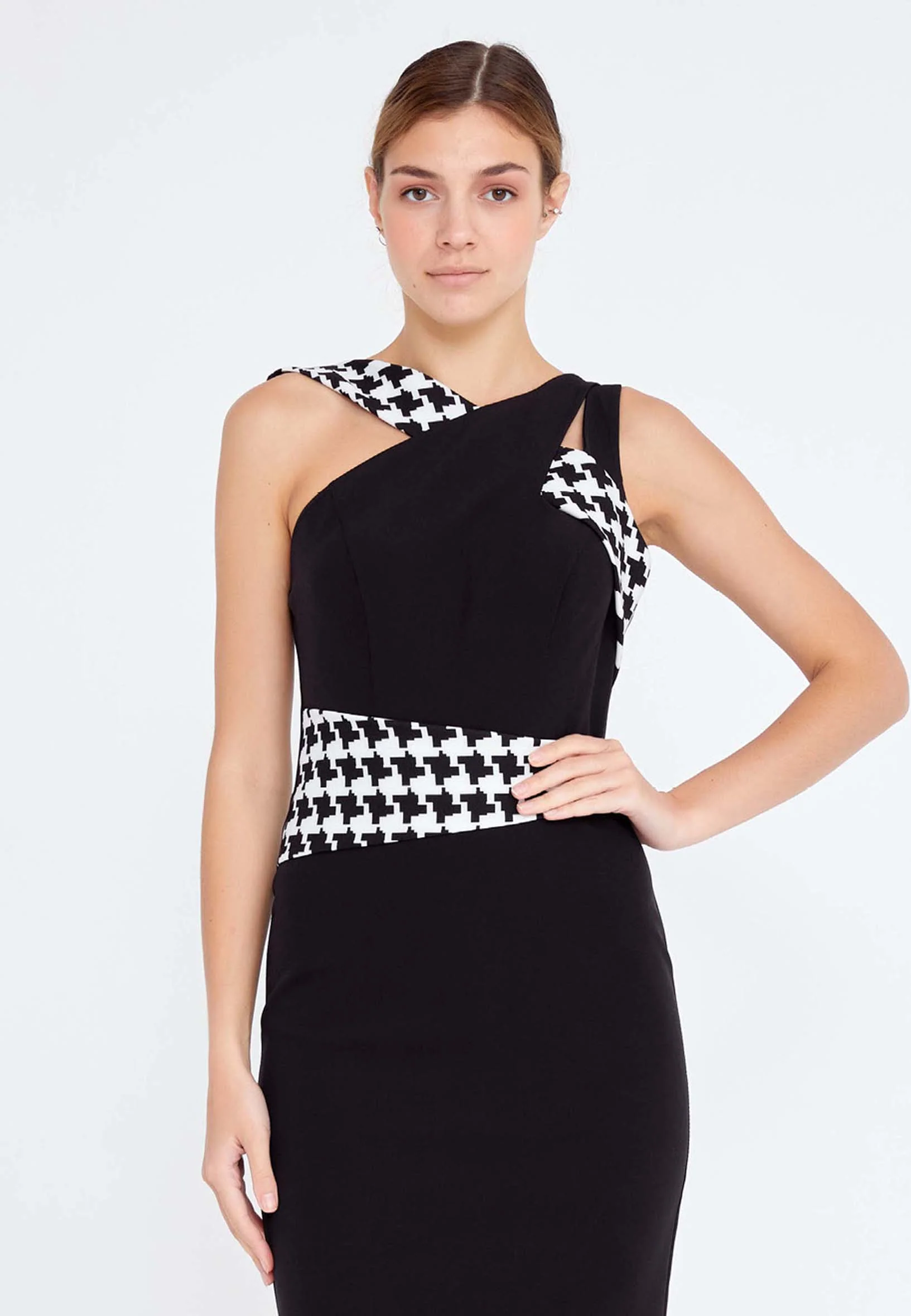 Sleeveless Mini Crepe Column Regular Cocktail Dress jnm20-083 - Image 4