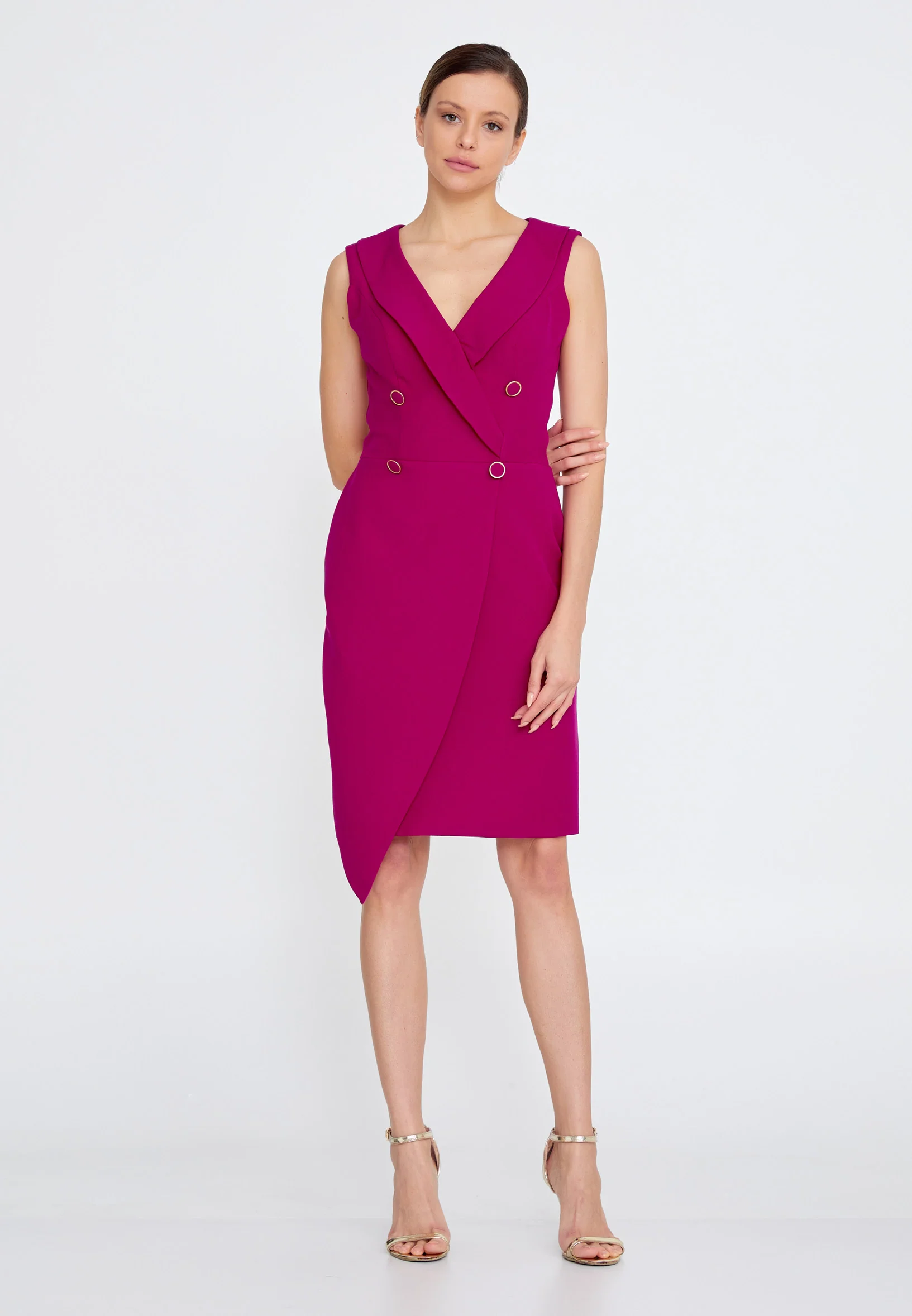 Sleeveless Mini Crepe Column Regular Cocktail Dress stn5052 - Image 12