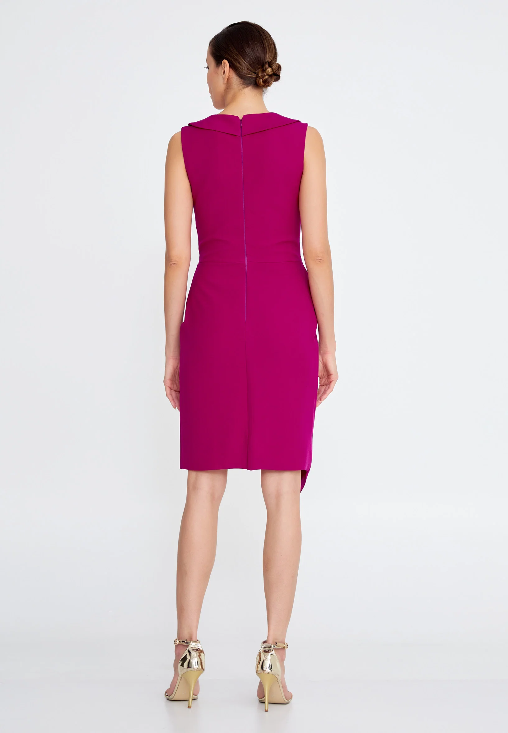Sleeveless Mini Crepe Column Regular Cocktail Dress stn5052 - Image 13