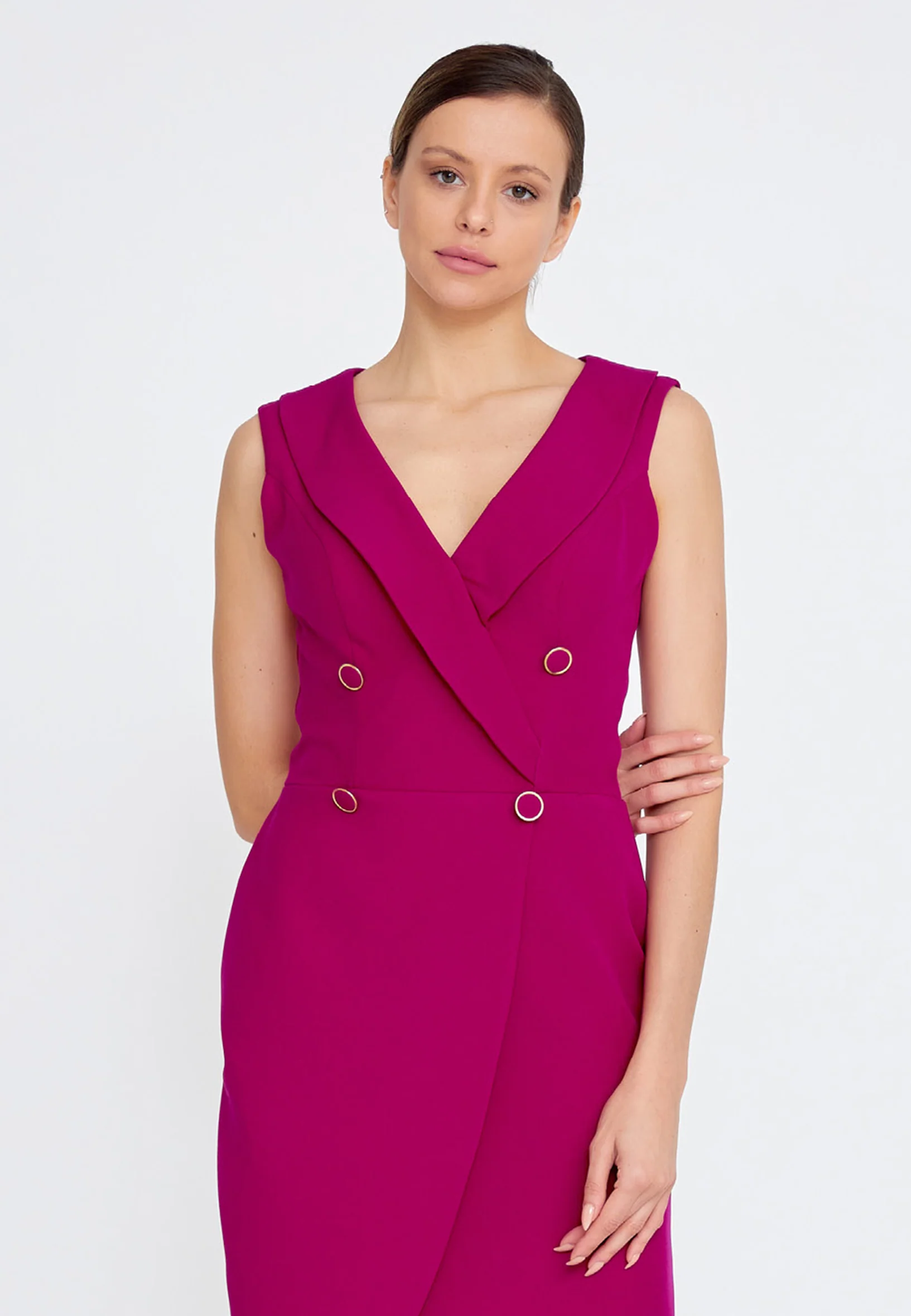Sleeveless Mini Crepe Column Regular Cocktail Dress stn5052 - Image 15