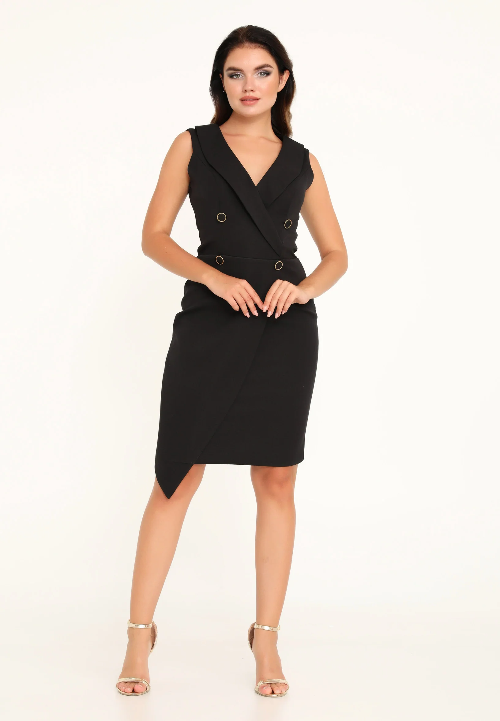 Sleeveless Mini Crepe Column Regular Cocktail Dress stn5052 - Image 5