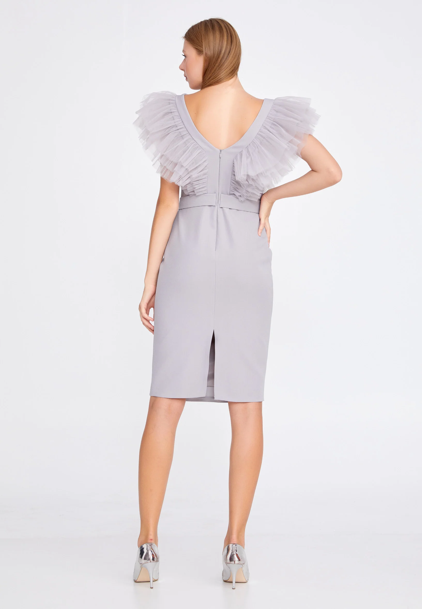 Sleeveless Mini Crepe Column Regular Wedding Guest Dress jnm20-069 - Image 10