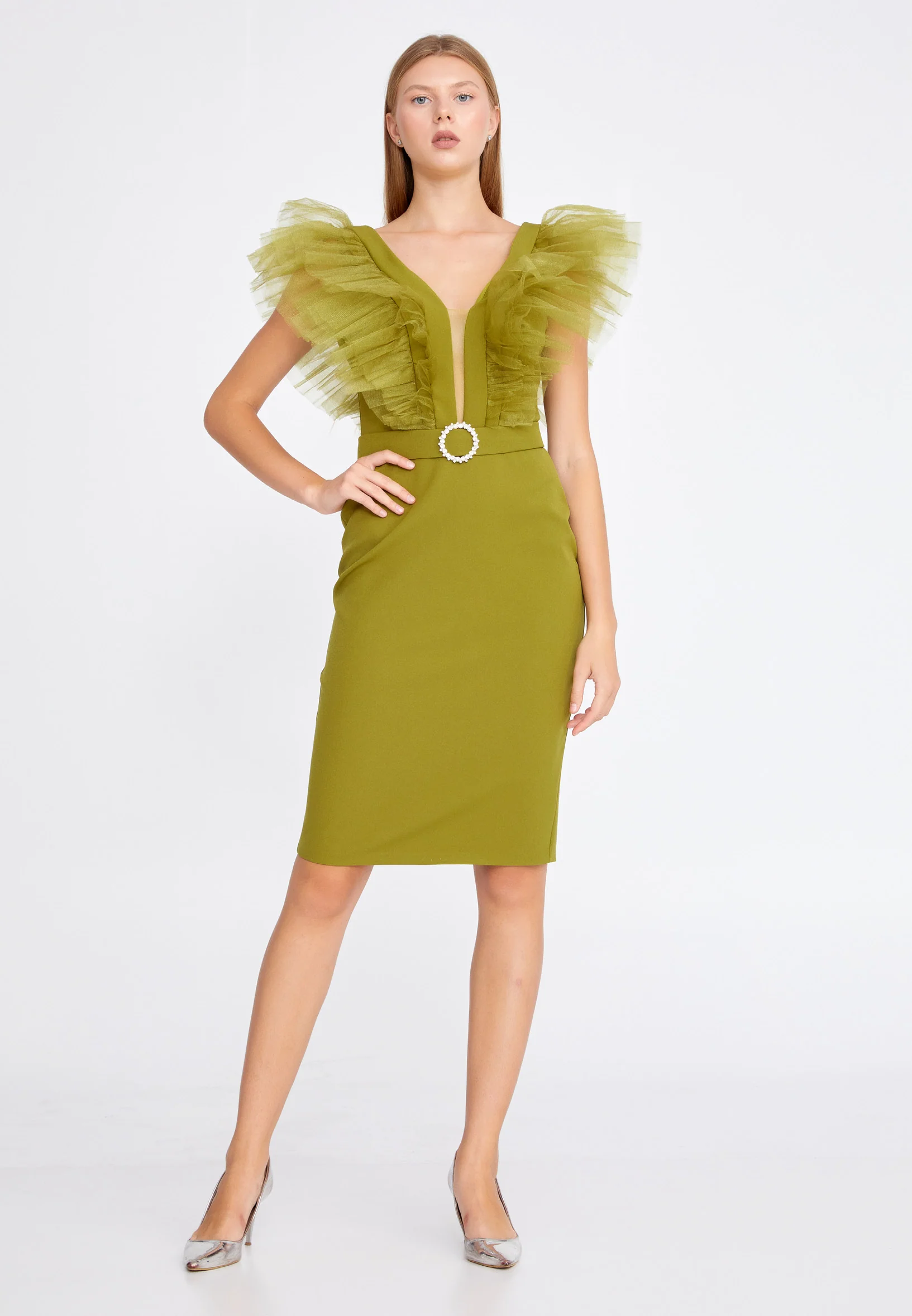 Sleeveless Mini Crepe Column Regular Wedding Guest Dress jnm20-069 - Image 17