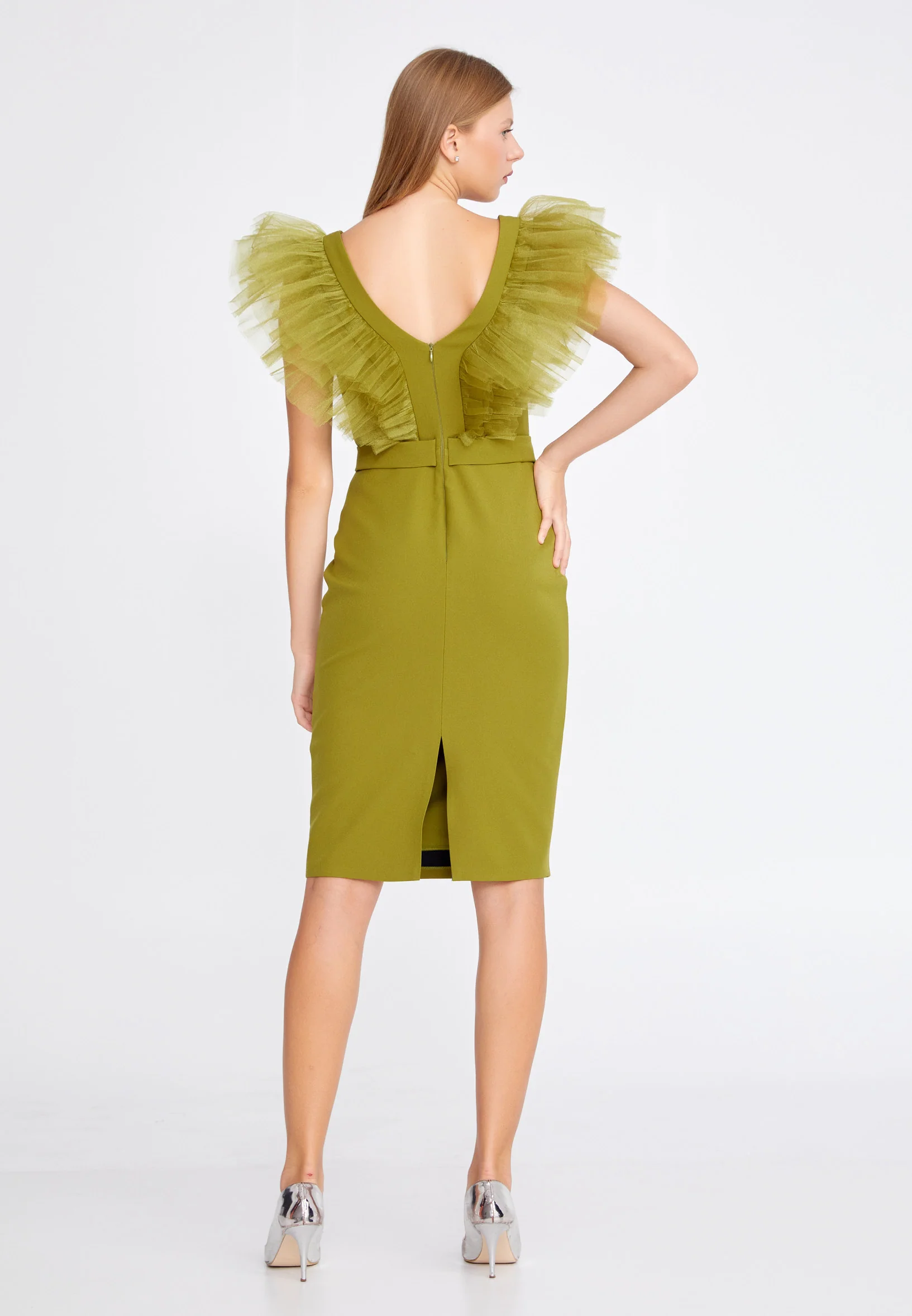 Sleeveless Mini Crepe Column Regular Wedding Guest Dress jnm20-069 - Image 18
