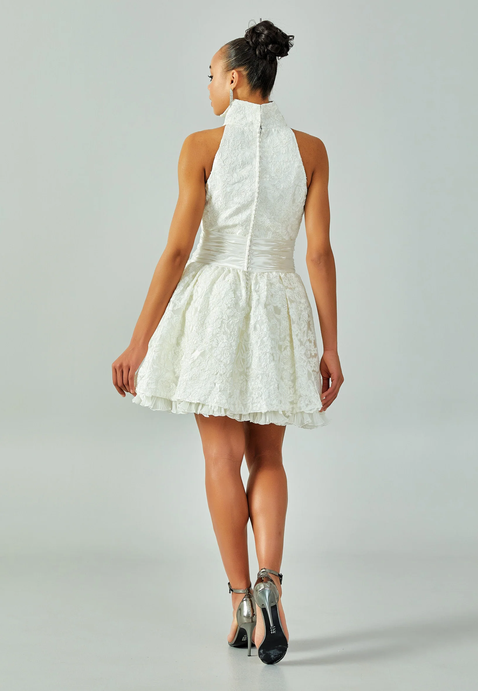 Sleeveless Mini Lace Regular Wedding Dress enz01570 - Image 2