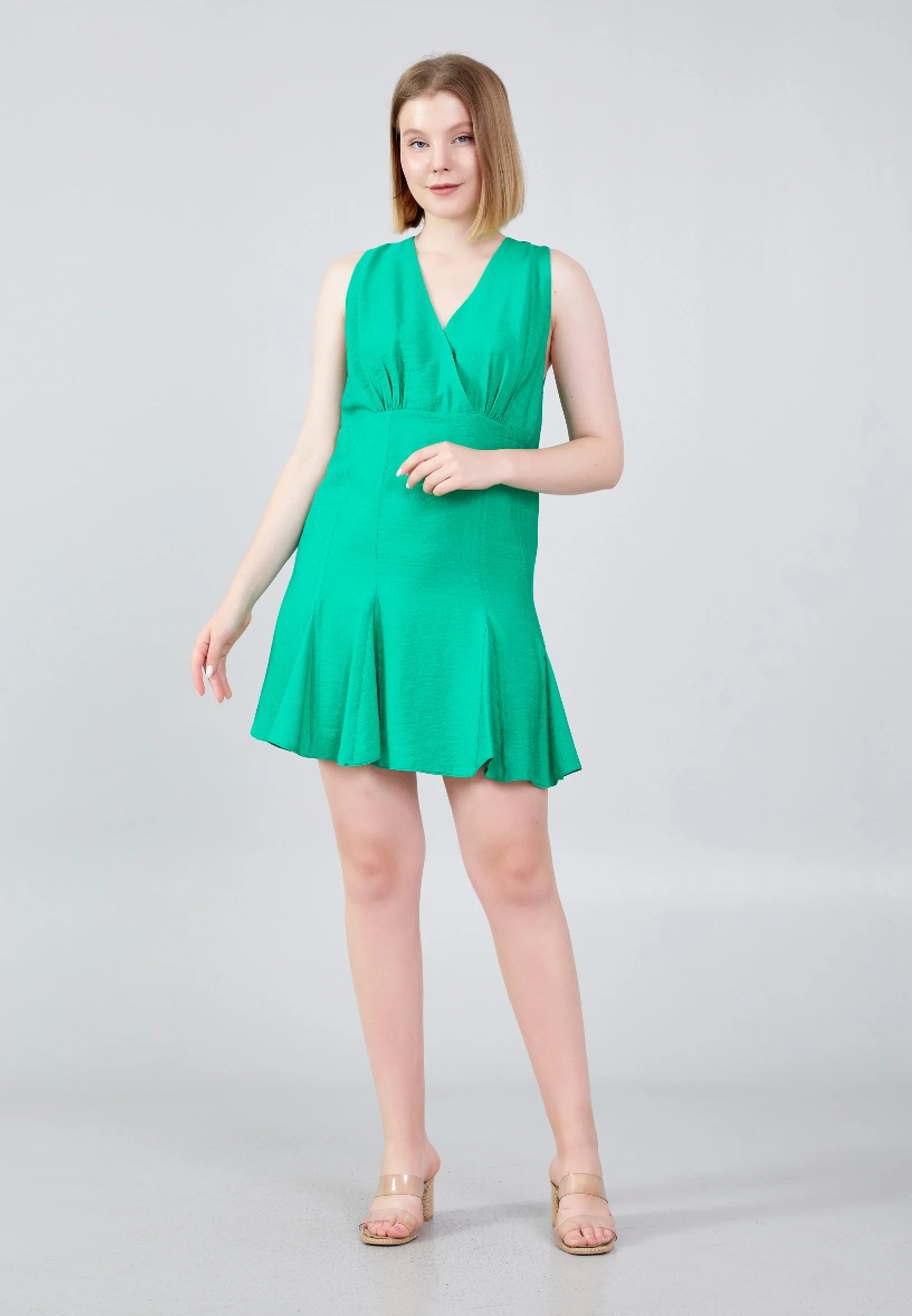 Sleeveless Mini Linen Column Regular Casual Dress ber23y5135