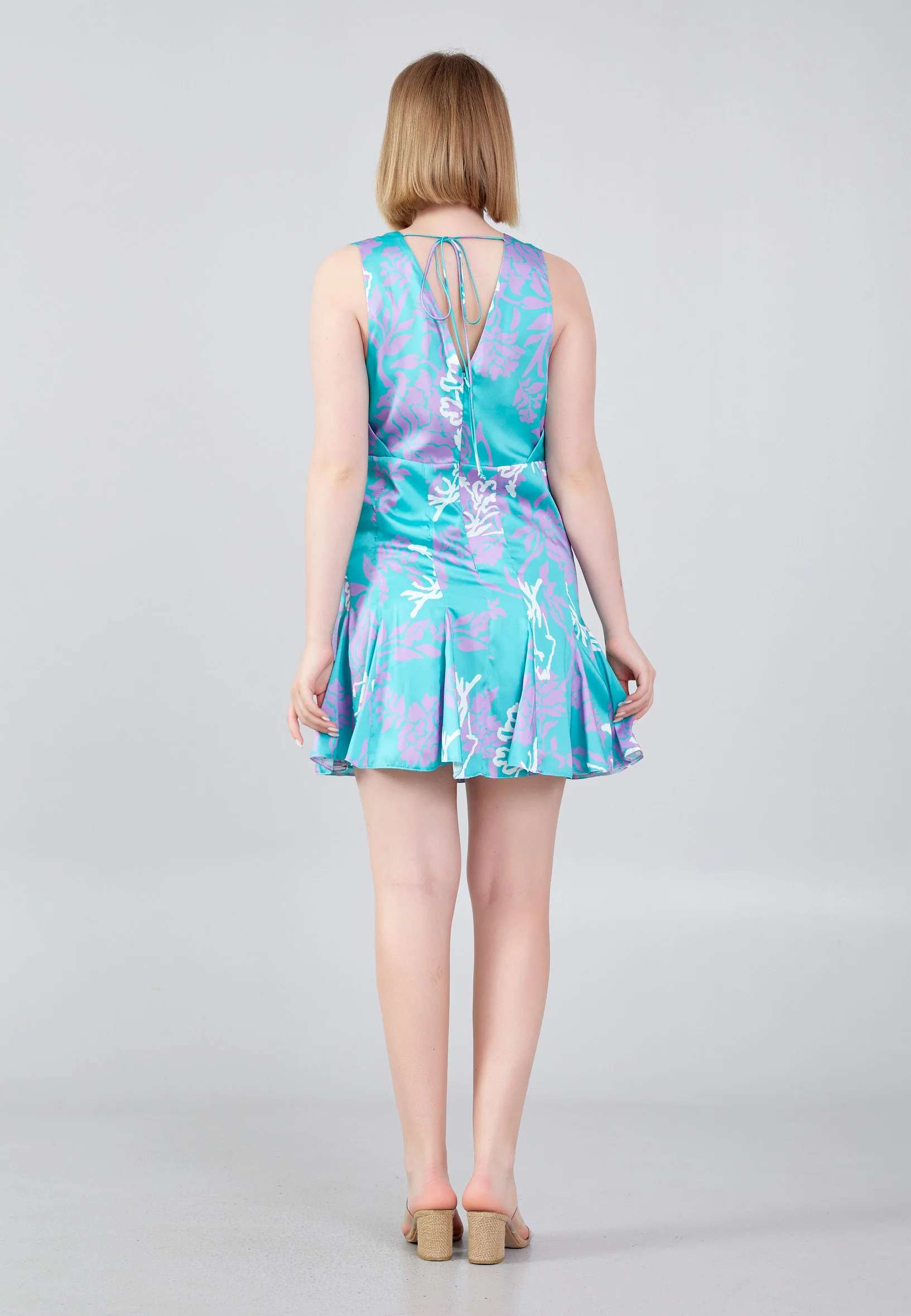 Sleeveless Mini Satin Column Regular Casual Dress ber23y5116 - Image 2
