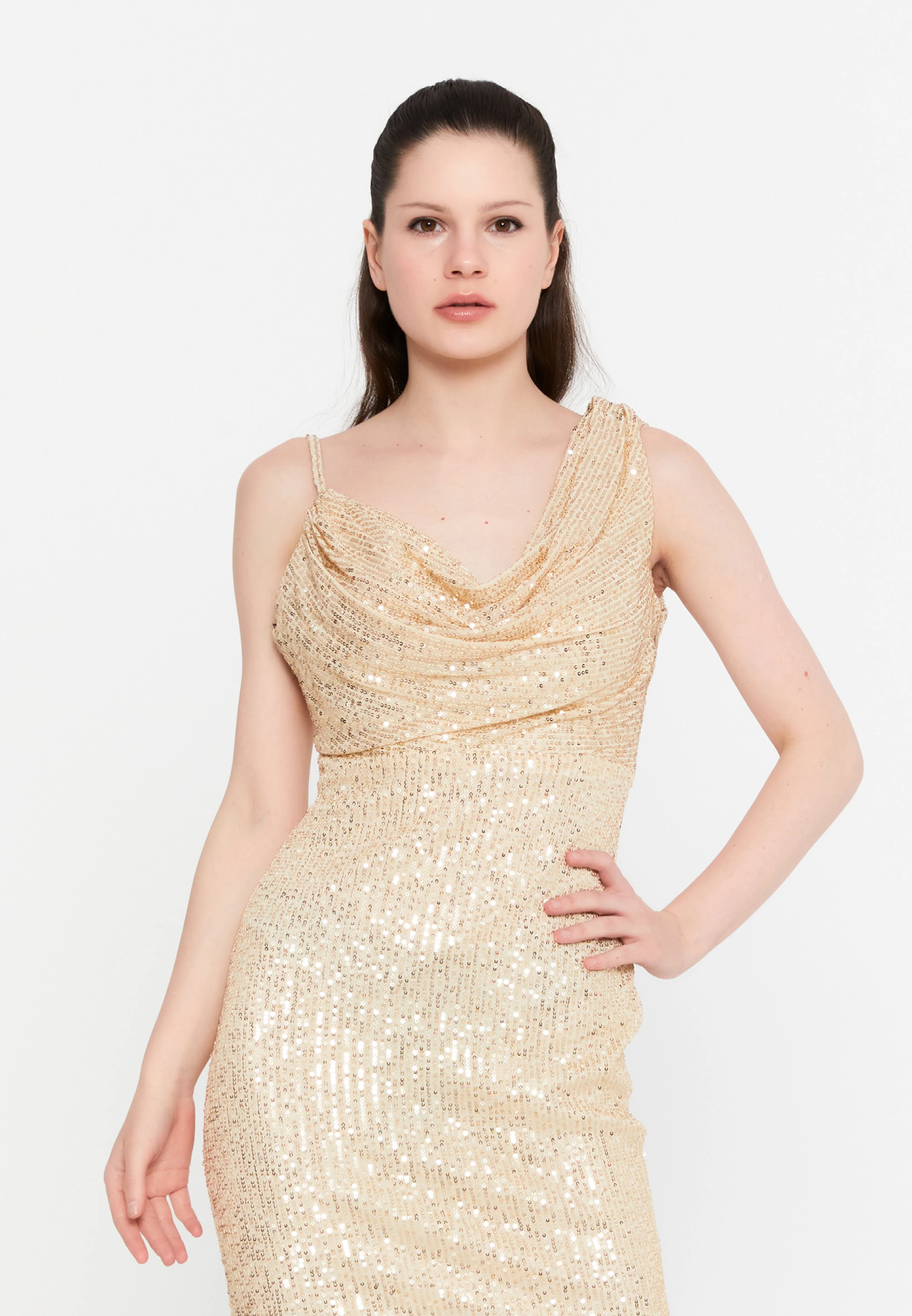Sleeveless Mini Sequin Column Regular Cocktail Dress aln1805 - Image 16