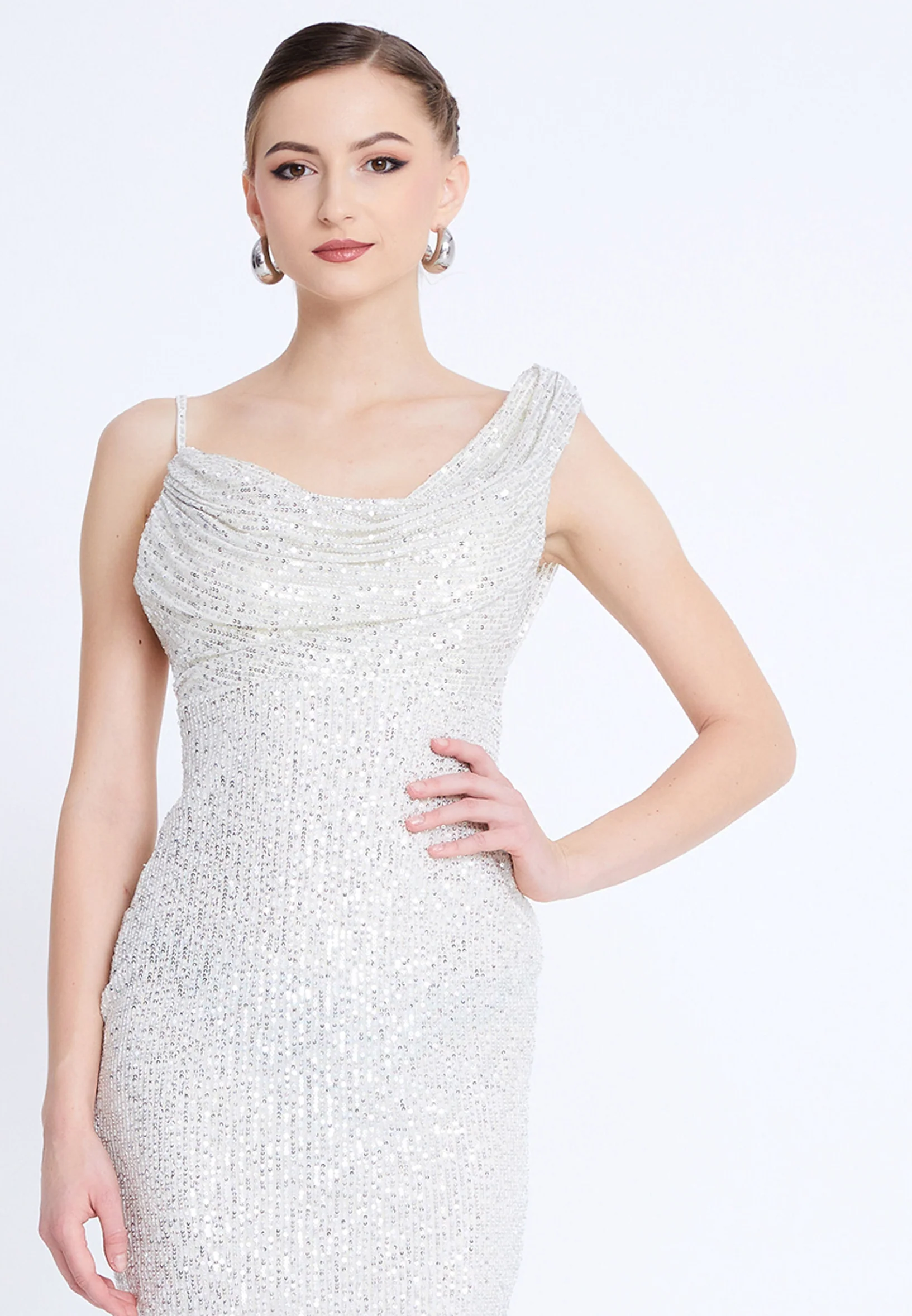 Sleeveless Mini Sequin Column Regular Cocktail Dress aln1805 - Image 8