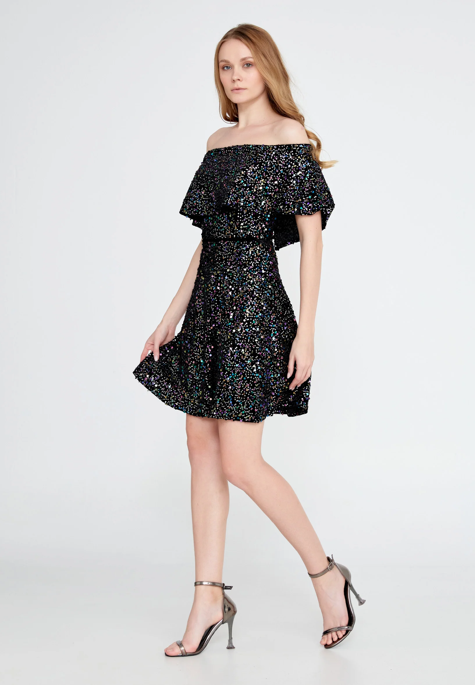 Sleeveless Mini Sequin Column Regular Cocktail Dress ron7022 - Image 3