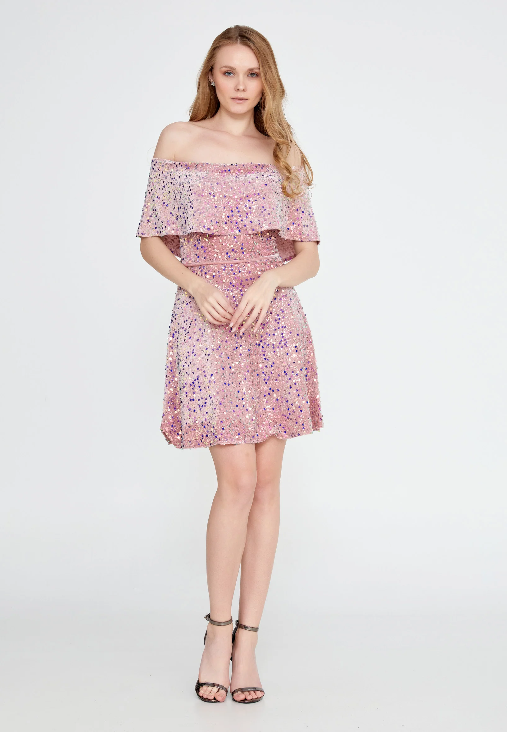 Sleeveless Mini Sequin Column Regular Cocktail Dress ron7022 - Image 9
