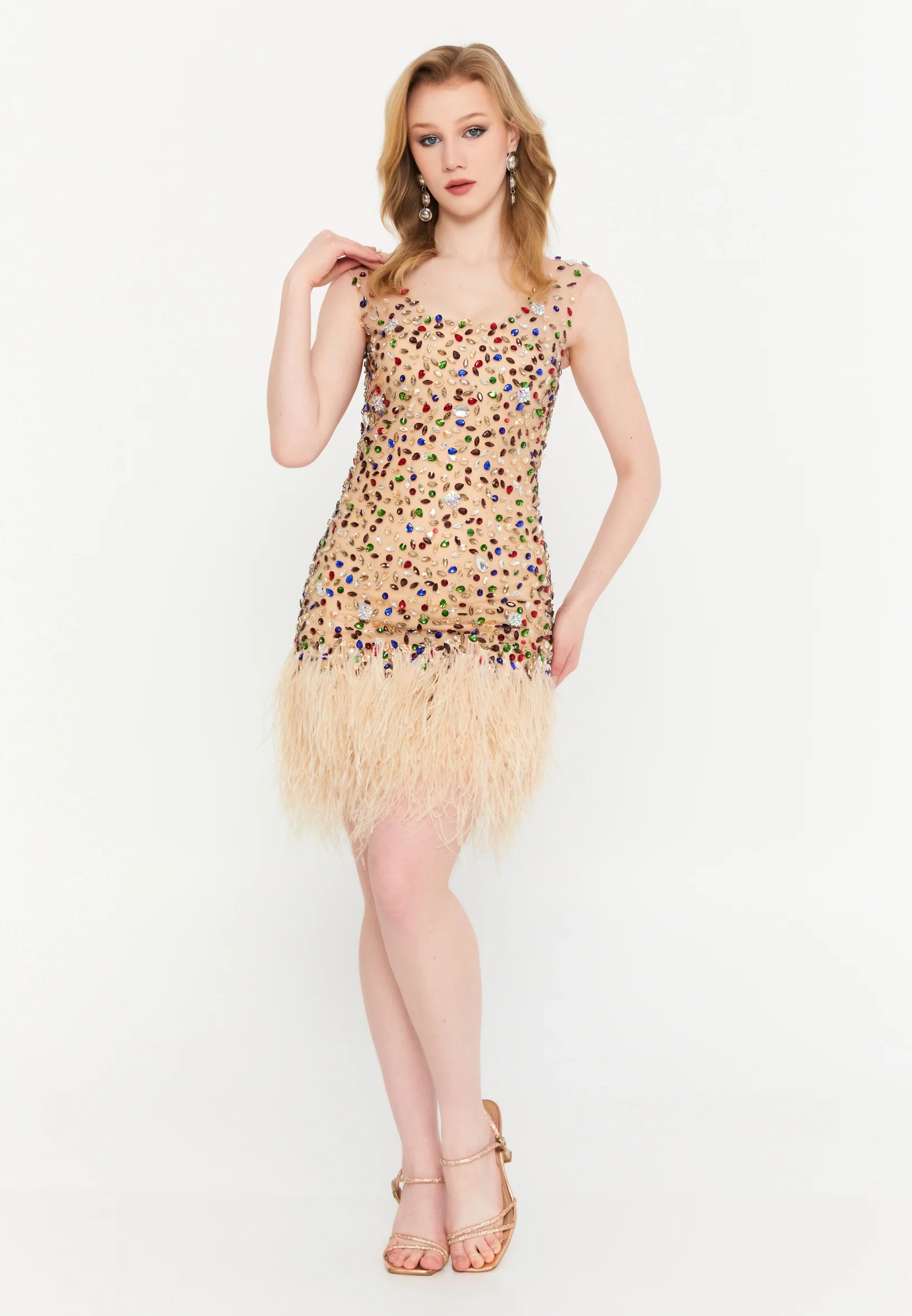 Sleeveless Mini Tulle Column Regular Cocktail Dress mtr88197