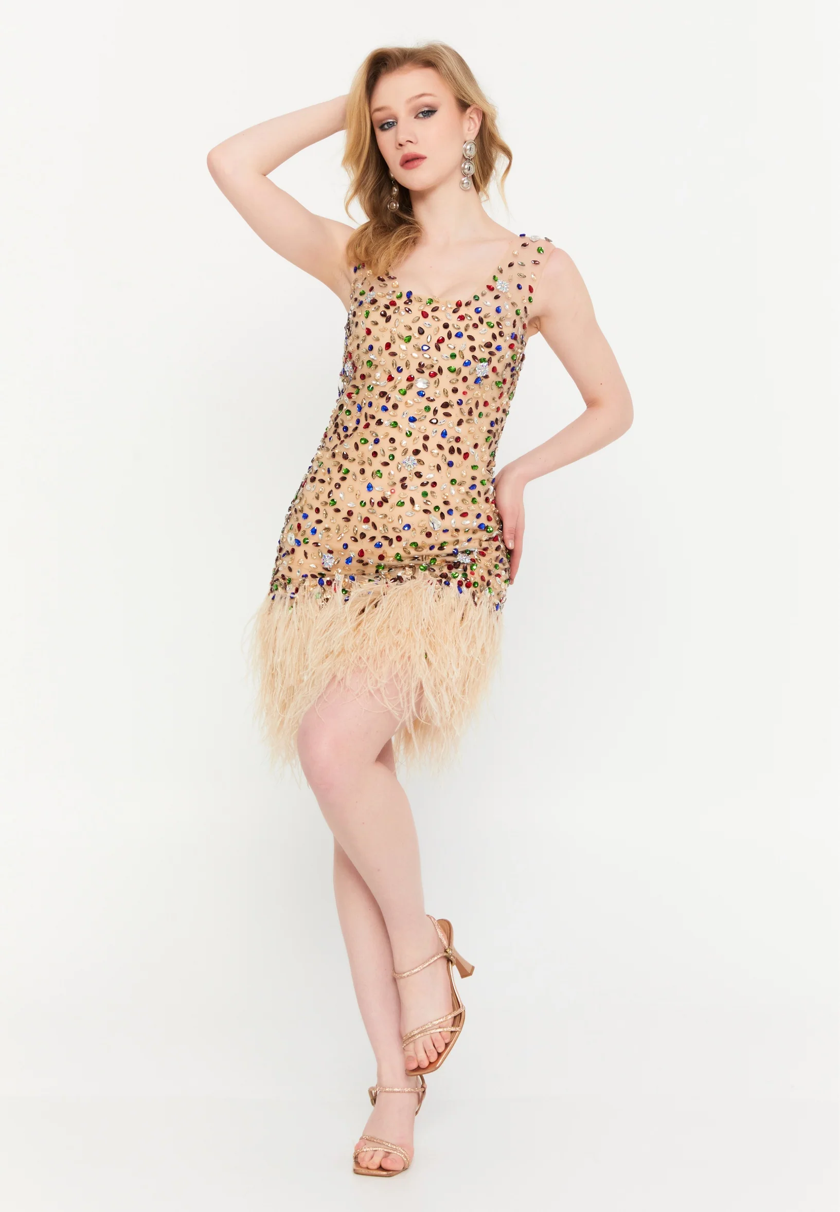 Sleeveless Mini Tulle Column Regular Cocktail Dress mtr88197 - Image 3