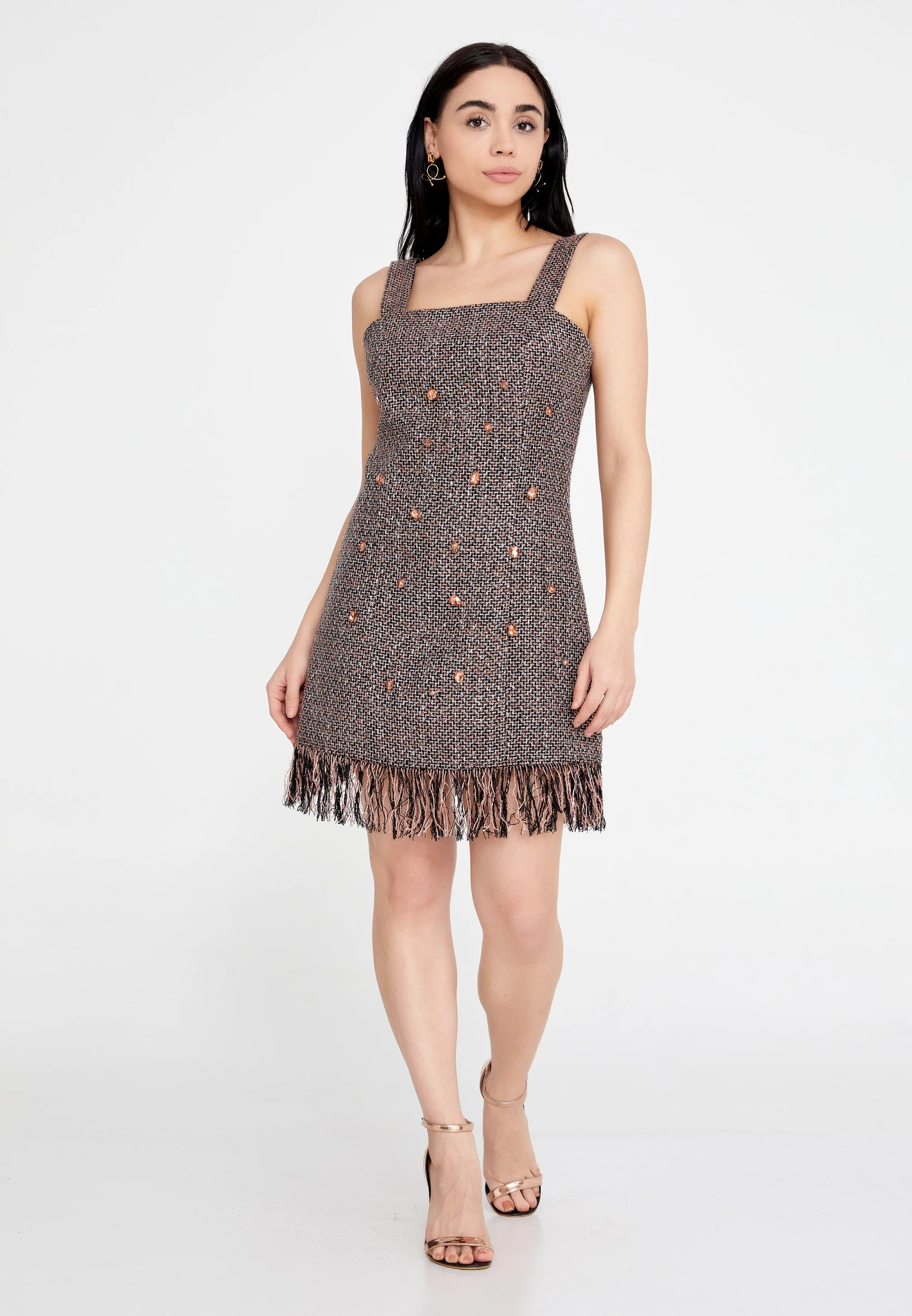 Sleeveless Mini Wool Column Regular Casual Dress ber23k5106
