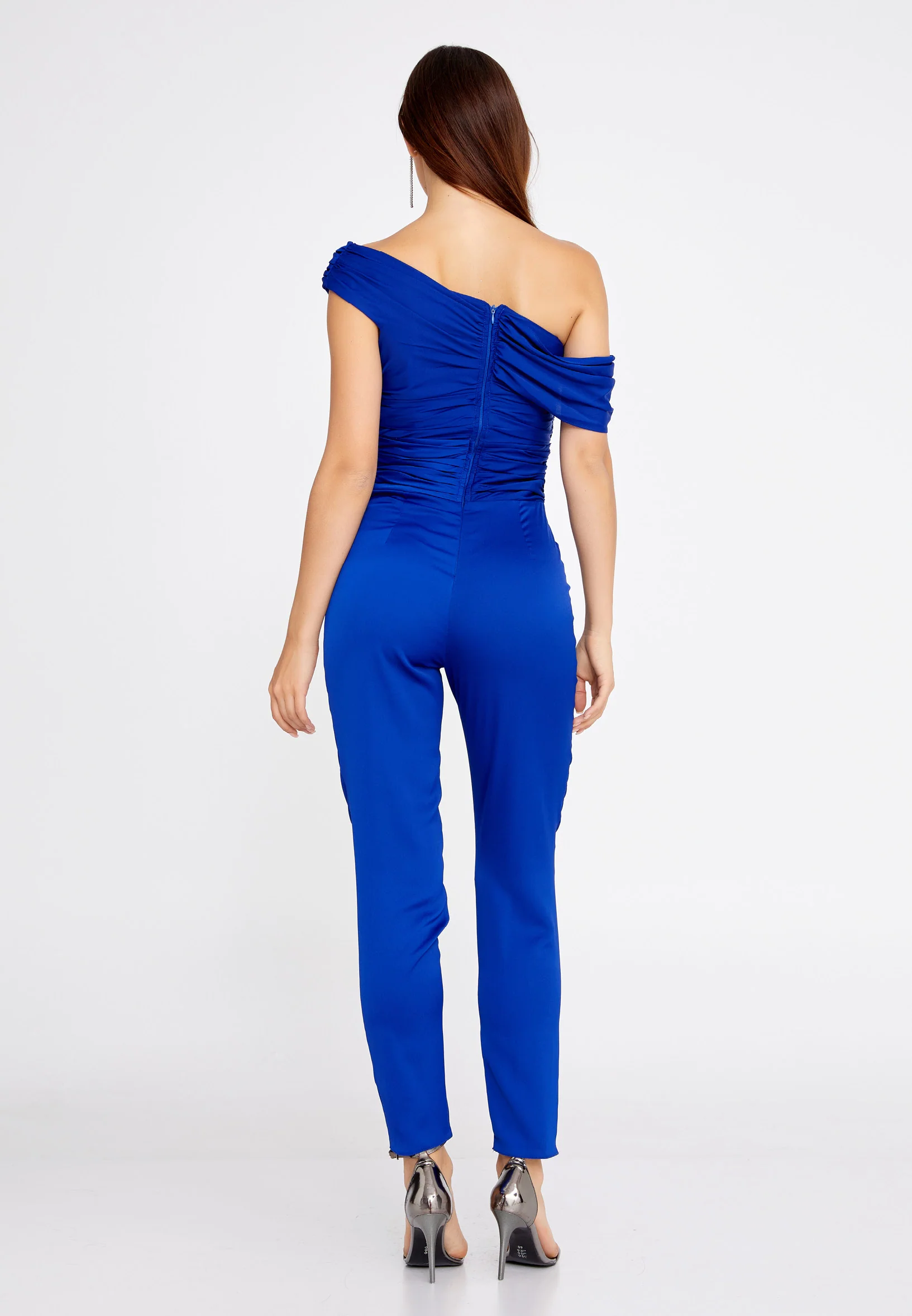 Sleeveless Satin Regular Fit Regular Evening Jumpsuit drd4088kb - Image 10