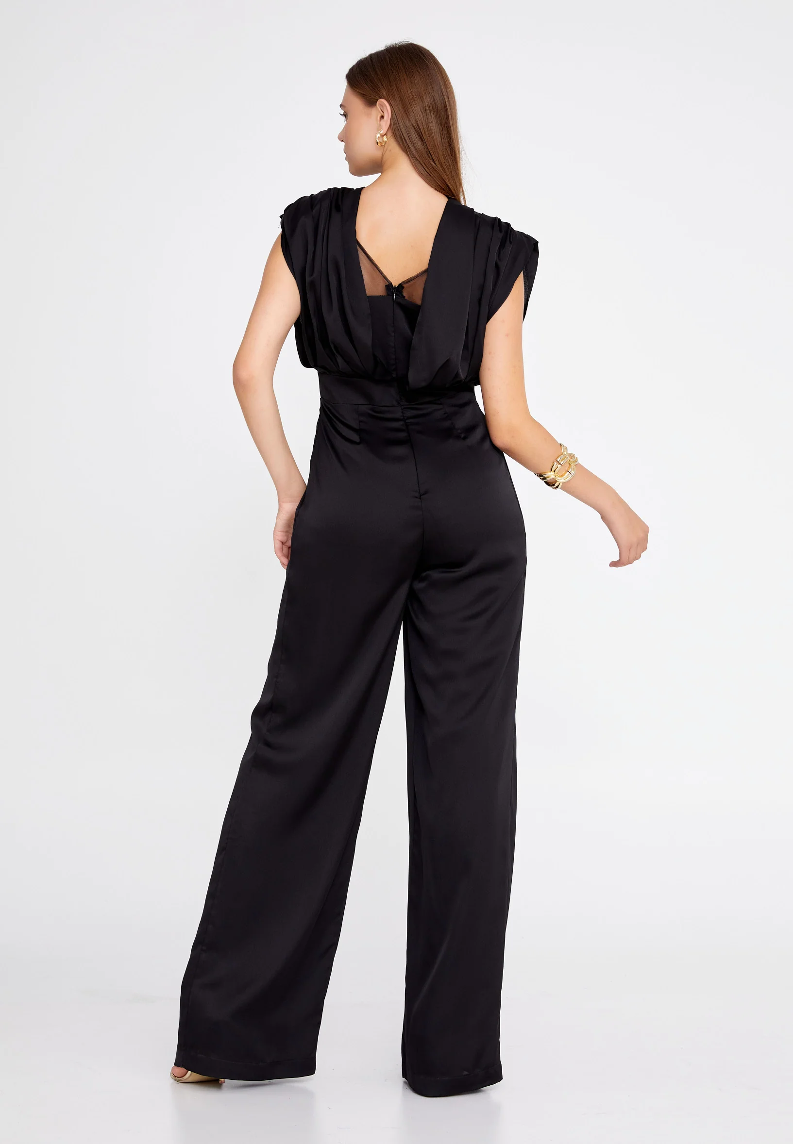 Sleeveless Satin Regular Fit Regular Evening Jumpsuit fch2215 - Image 2