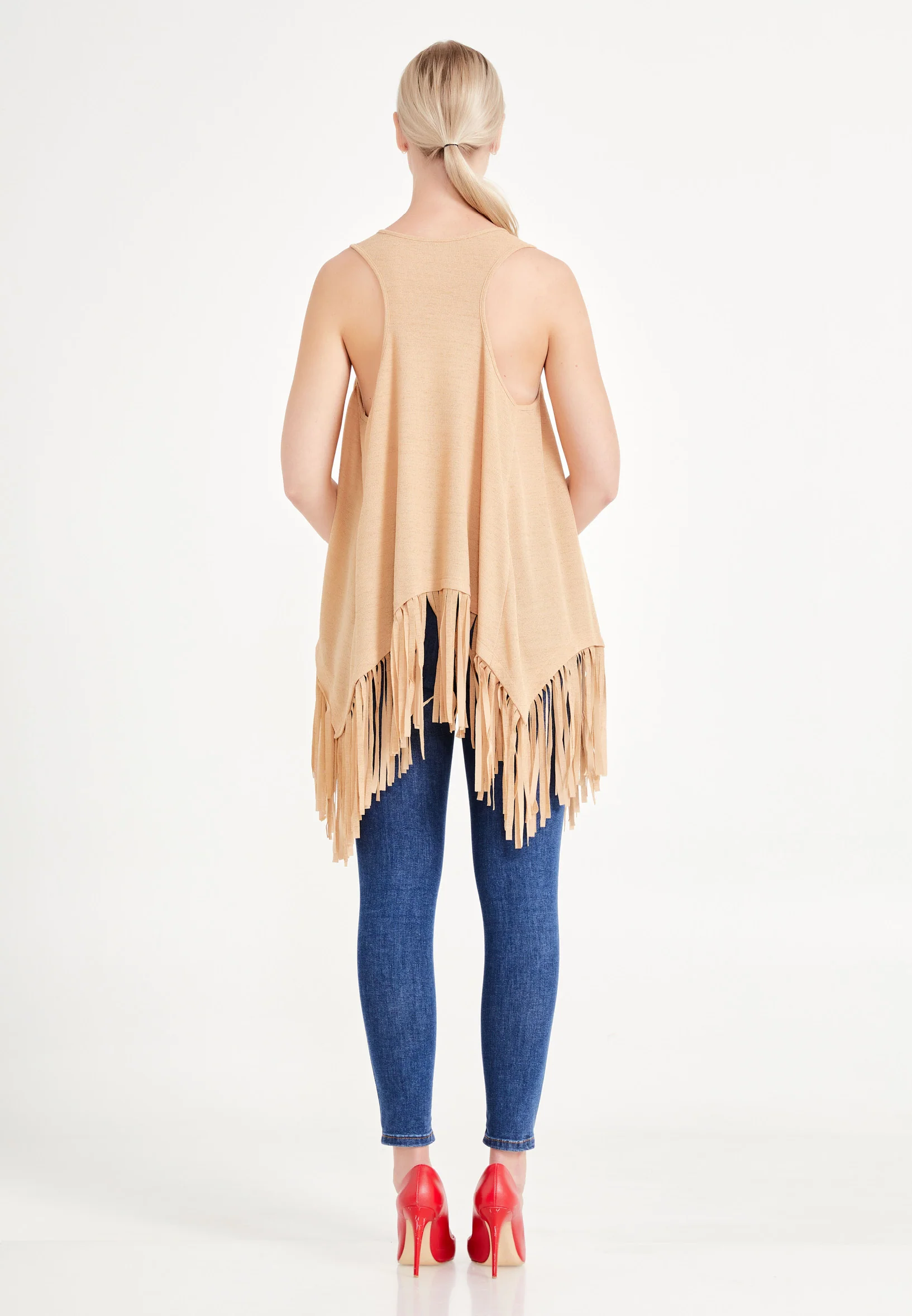 Sleeveless Solid Color Regular Blouse ber20y4136 - Image 2