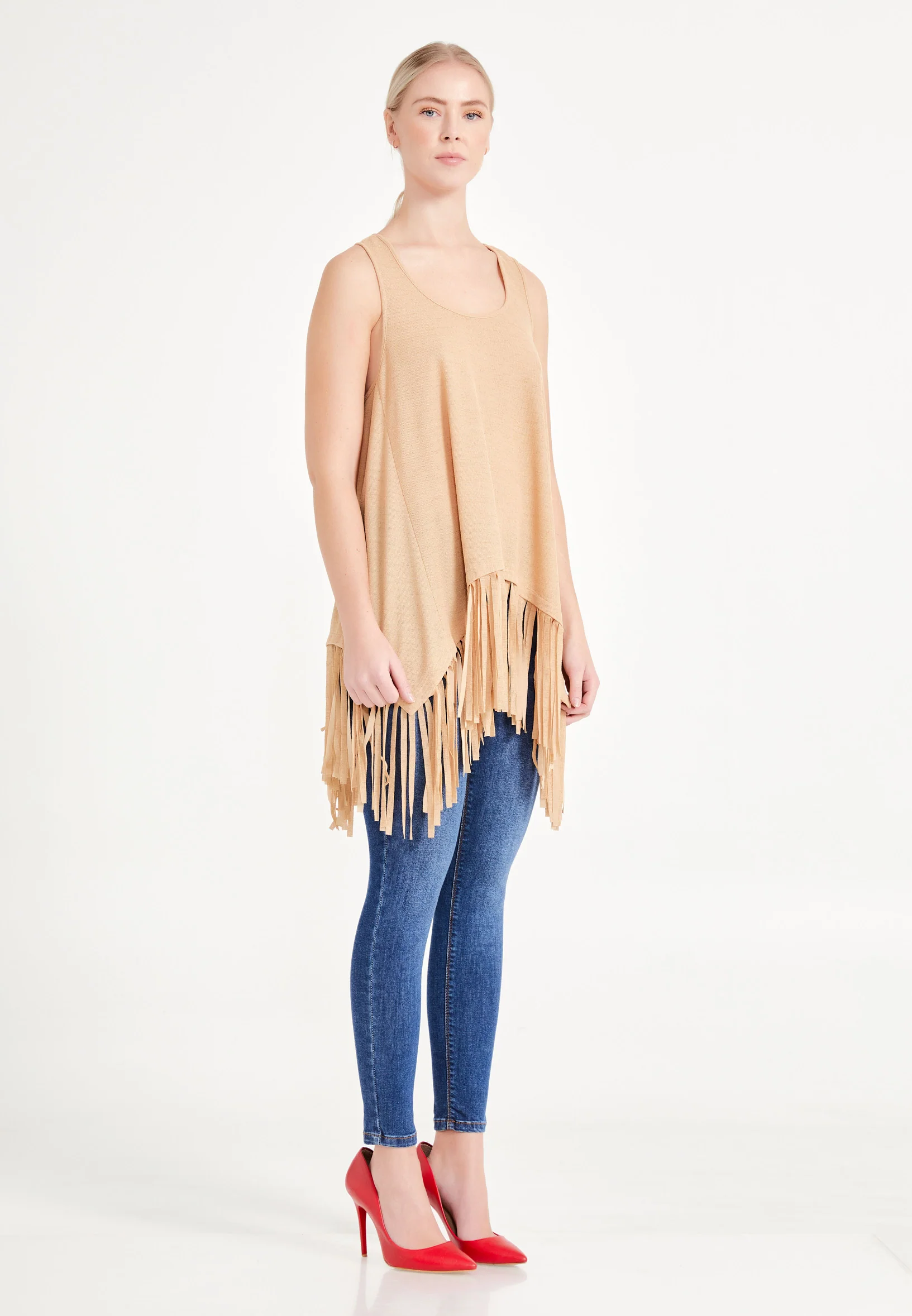 Sleeveless Solid Color Regular Blouse ber20y4136 - Image 3