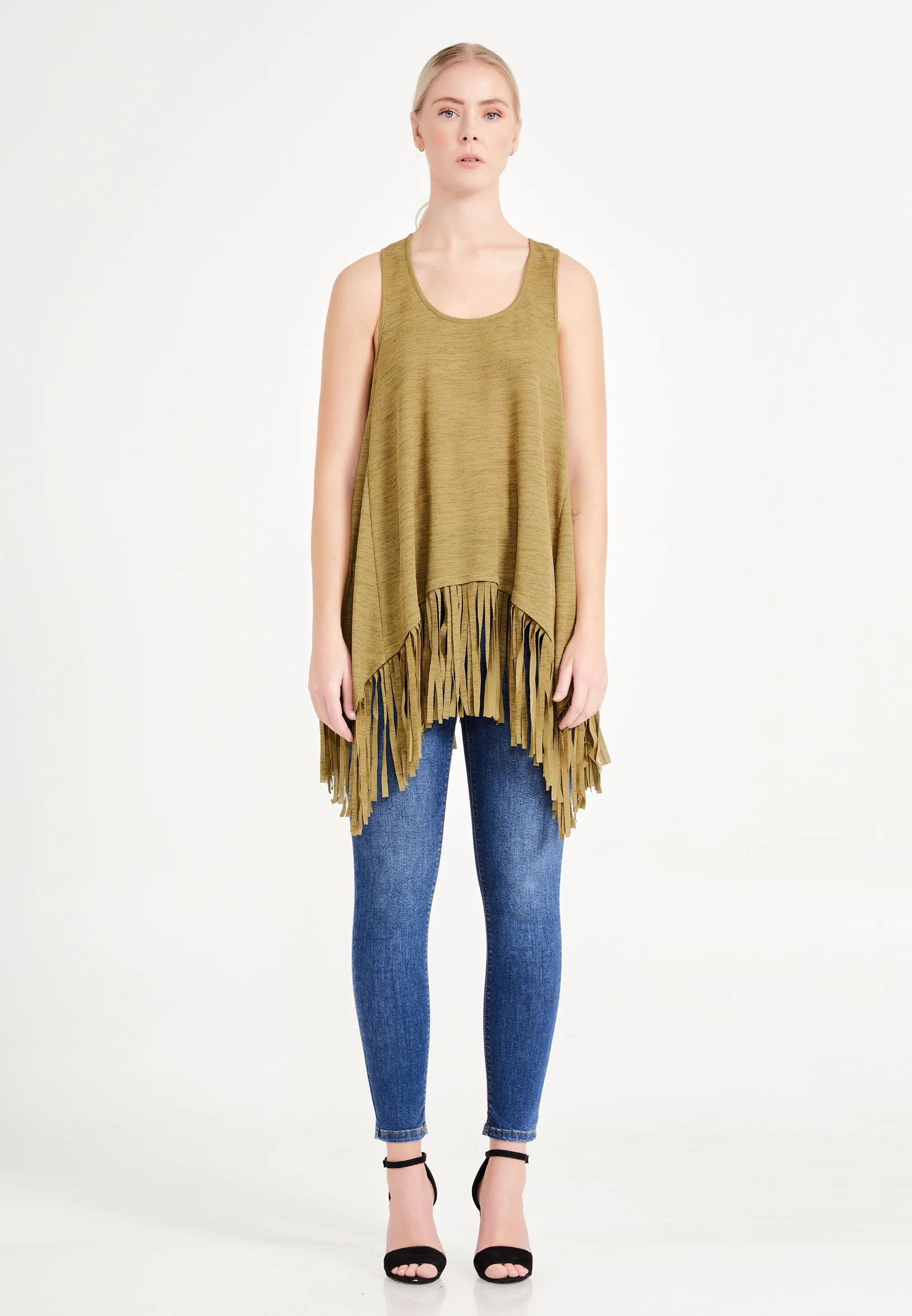 Sleeveless Solid Color Regular Blouse ber20y4136 - Image 5