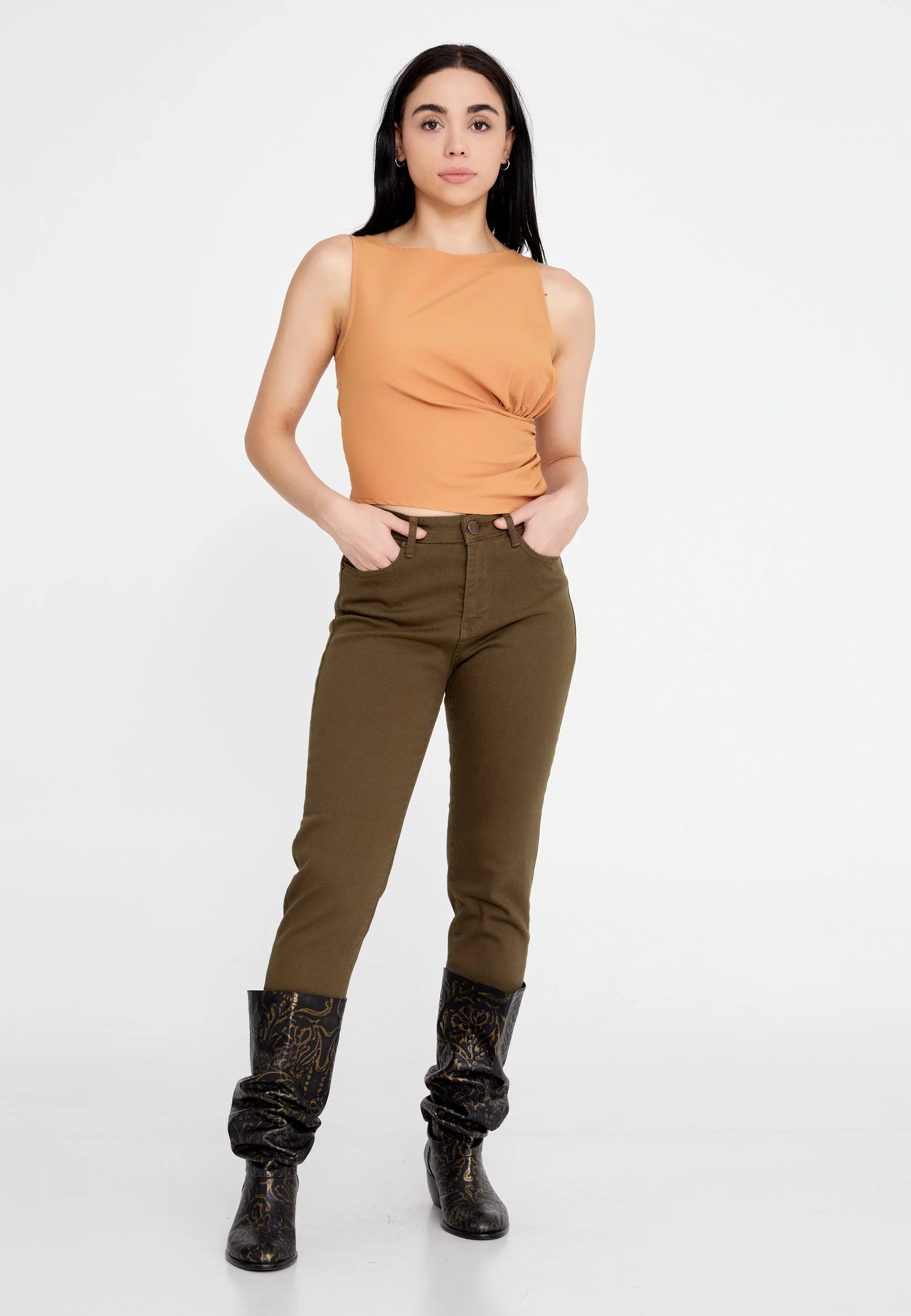 Sleeveless Solid Color Regular Blouse ber23k4157 - Image 6