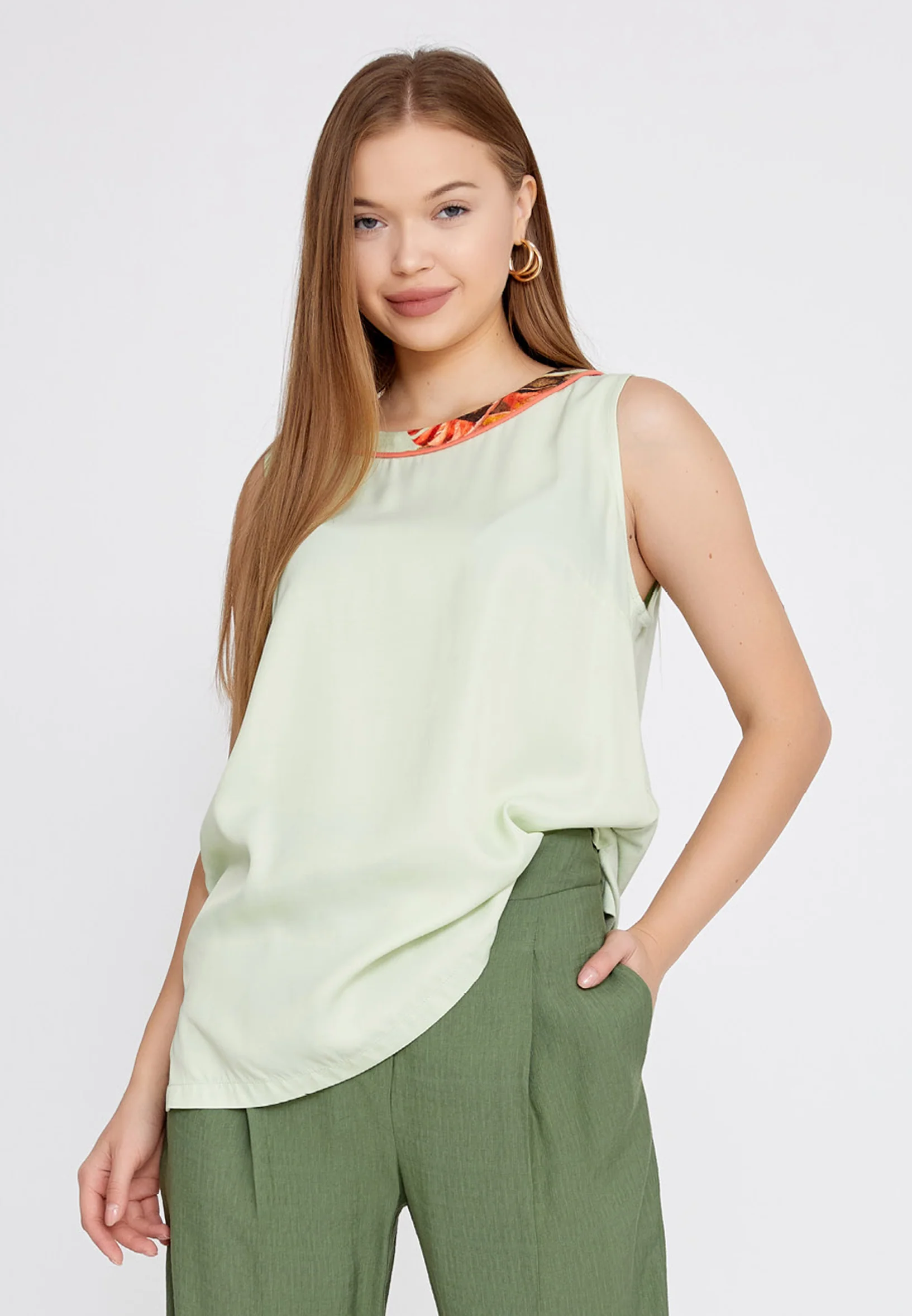 Sleeveless Solid Color Regular Blouse huk4239 - Image 4
