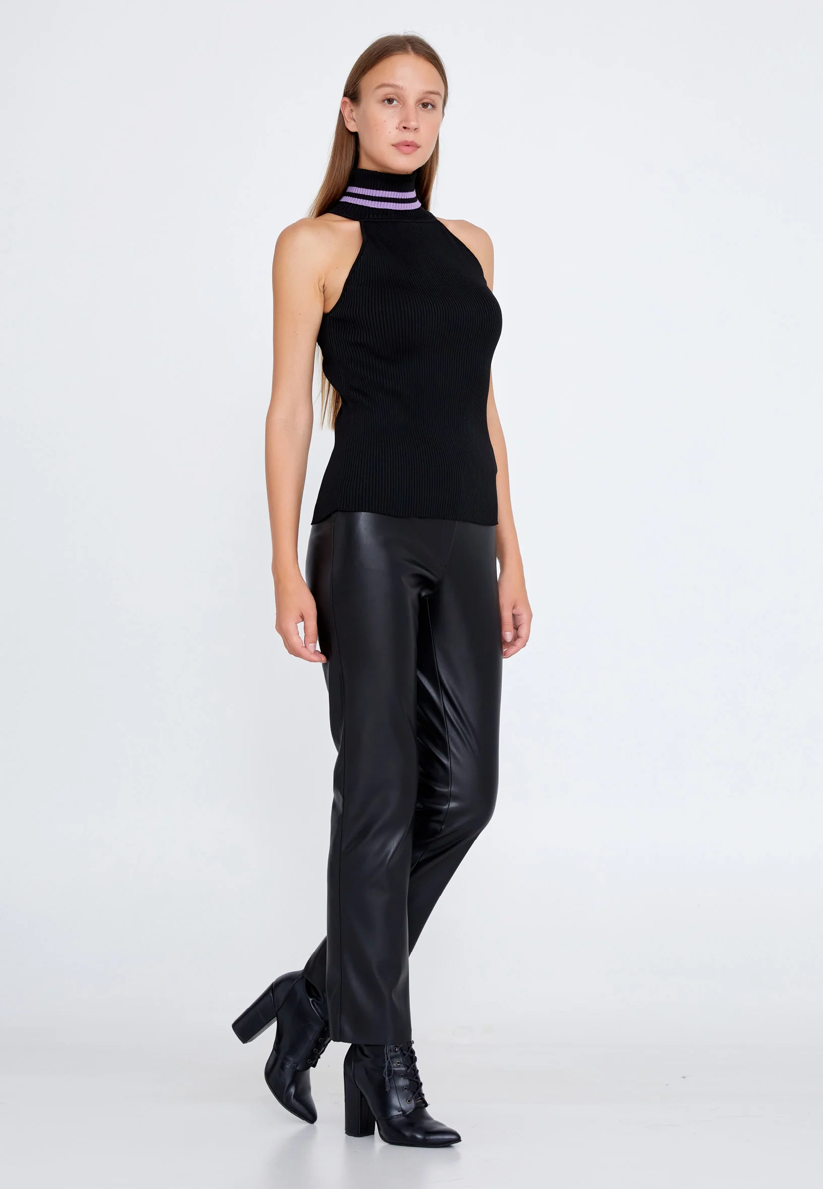Sleeveless Solid Color Regular Blouse huk8308 - Image 6