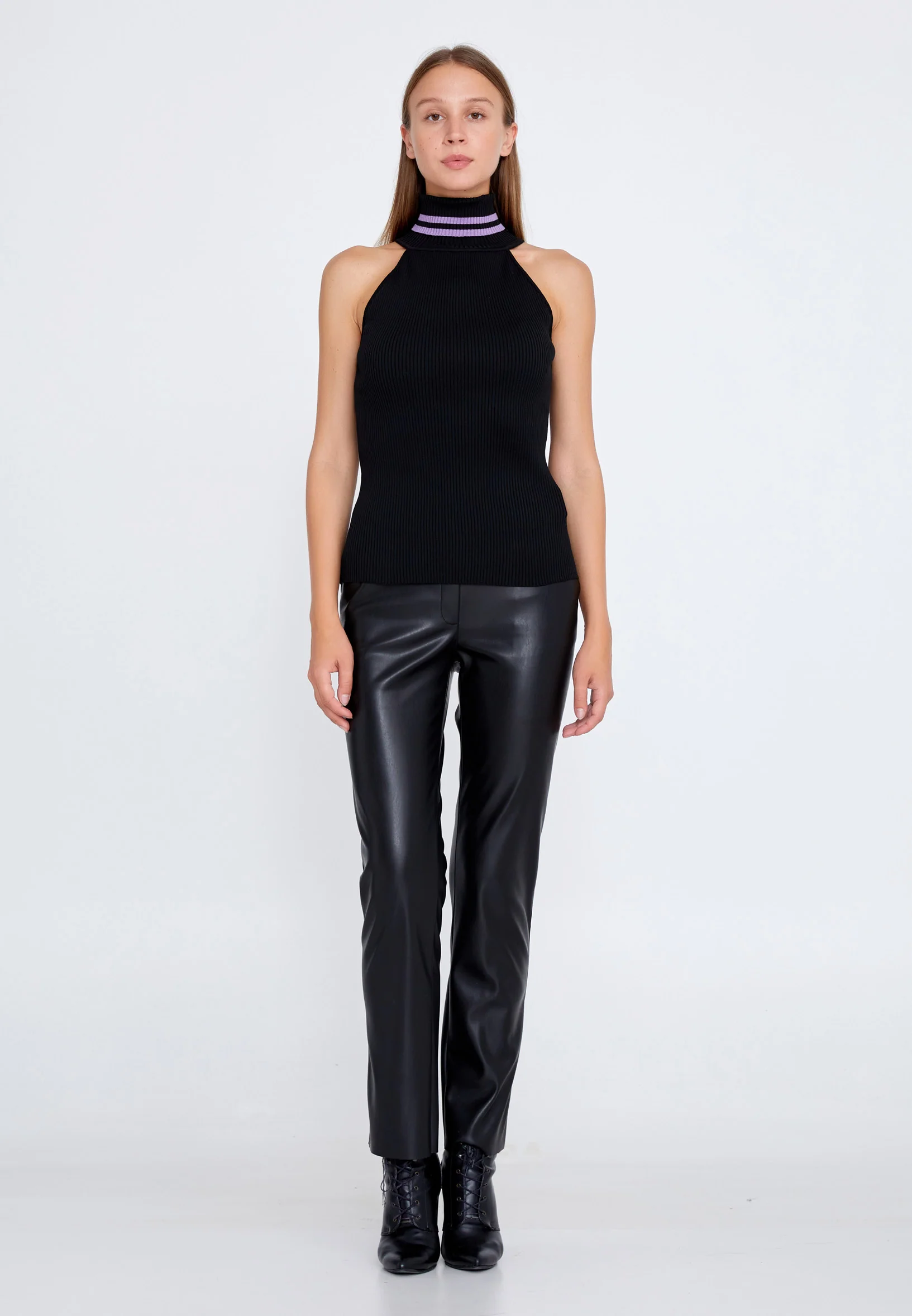 Sleeveless Solid Color Regular Blouse huk8308 - Image 7