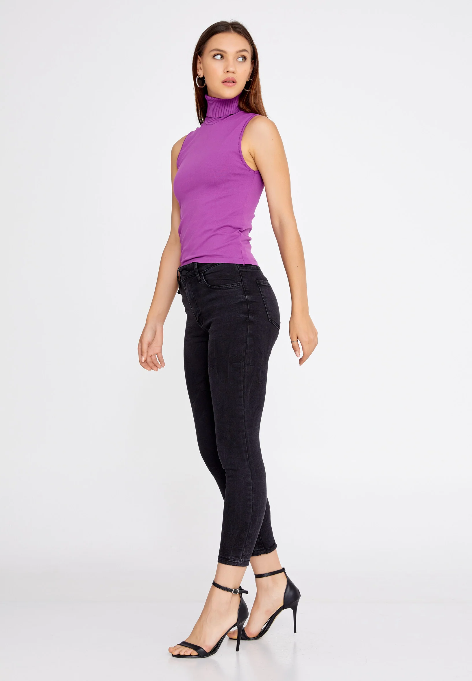 Sleeveless Solid Color Regular Blouse huk8327 - Image 3