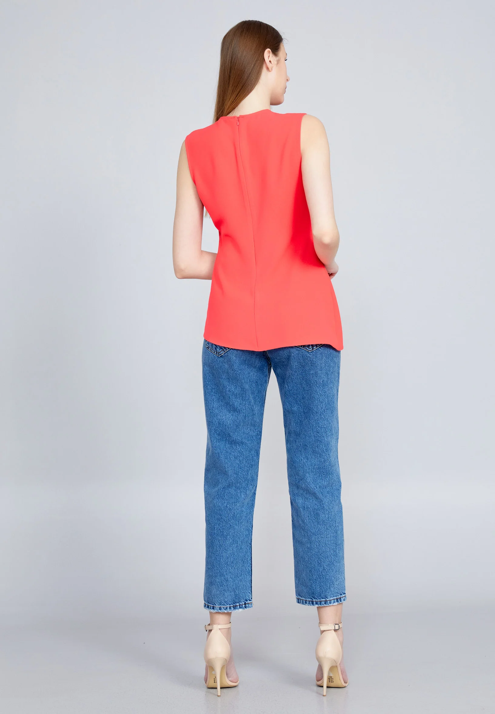 Sleeveless Solid Color Regular Blouse kmy22s10909 - Image 6