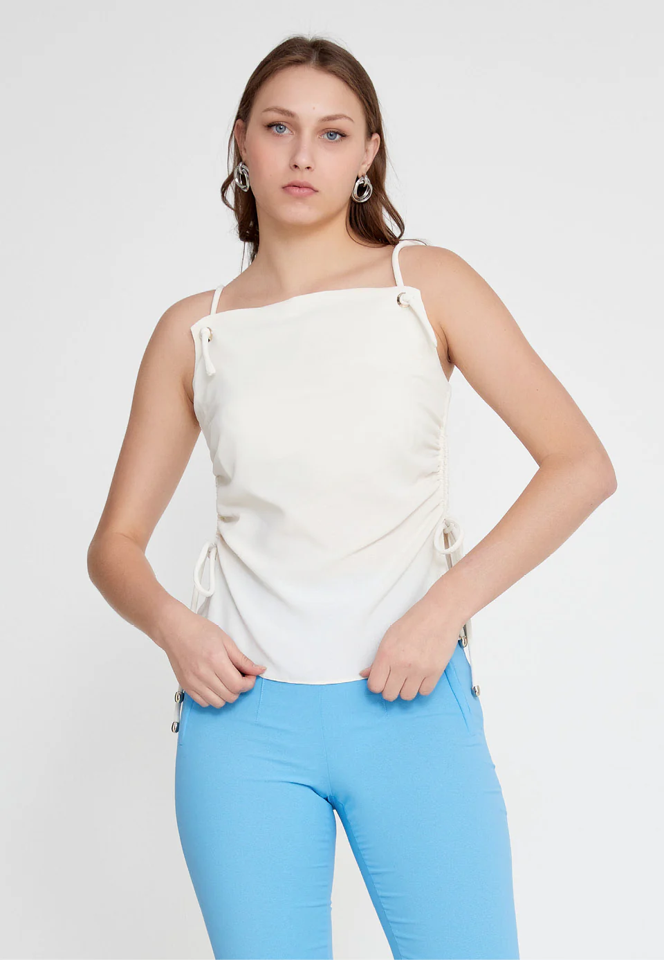 Sleeveless Solid Color Regular Blouse kmy23y10212 - Image 12