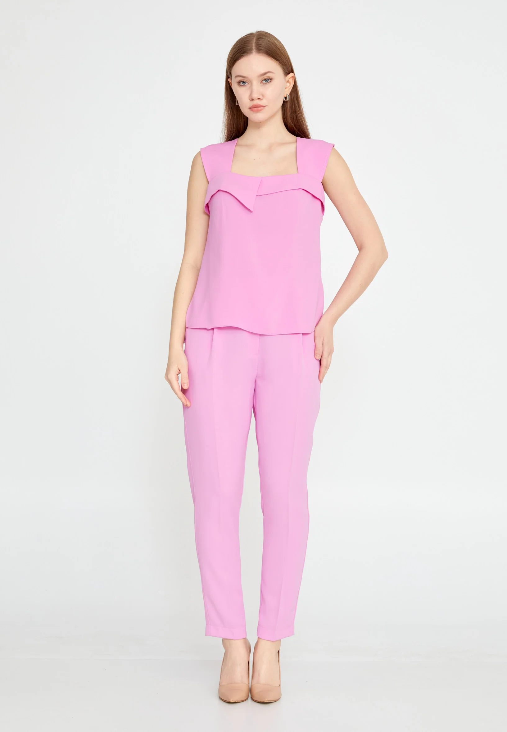 Sleeveless Solid Color Regular Blouse kmy24y10408 - Image 10