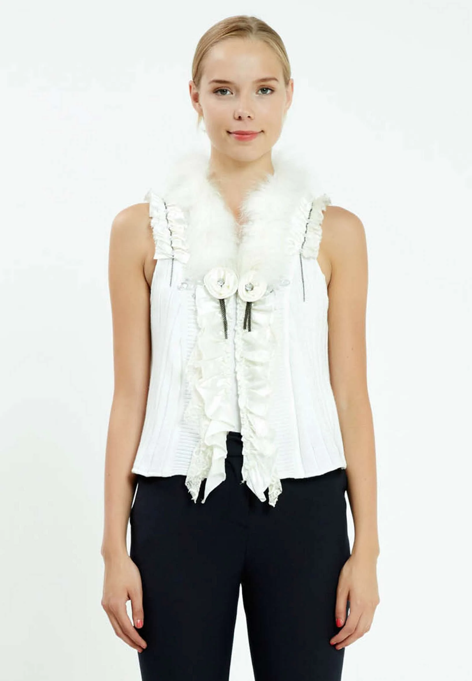 Sleeveless Solid Color Regular Vest ser16555