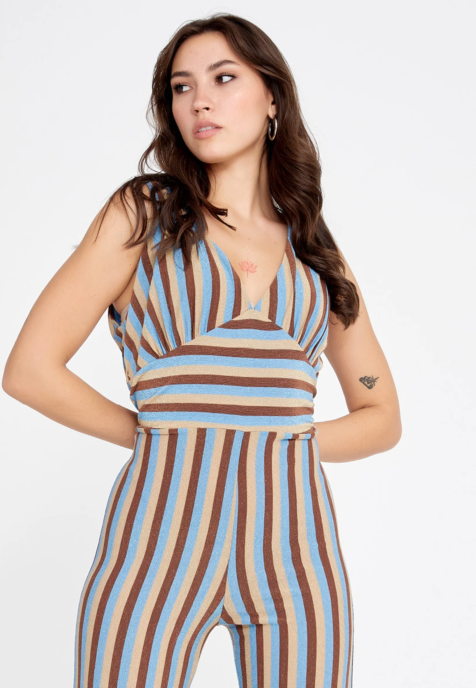Sleeveless Striped Regular Fit Regular Casual Jumpsuit esl328tuta - Image 4