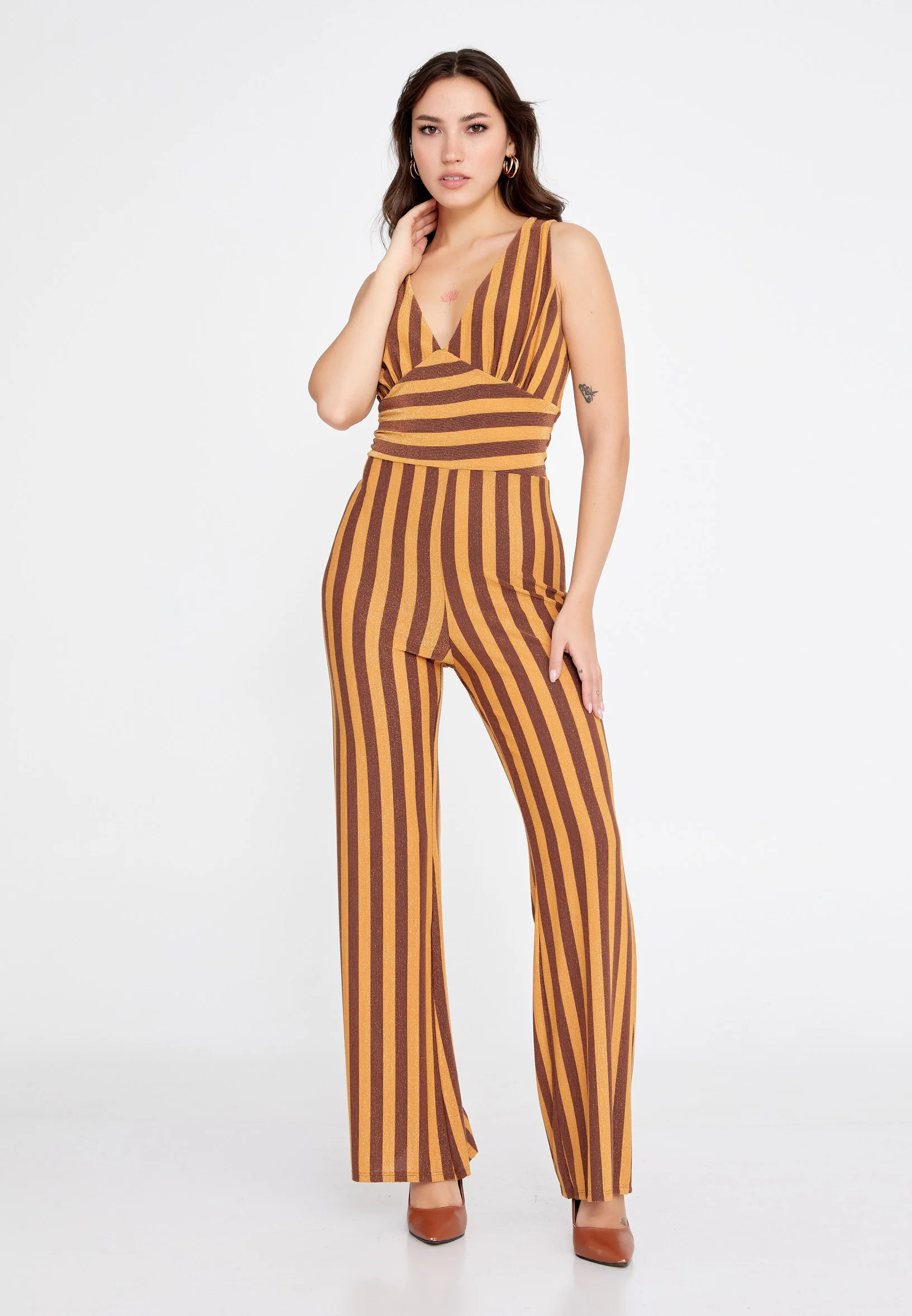 Sleeveless Striped Regular Fit Regular Casual Jumpsuit esl328tuta - Image 5