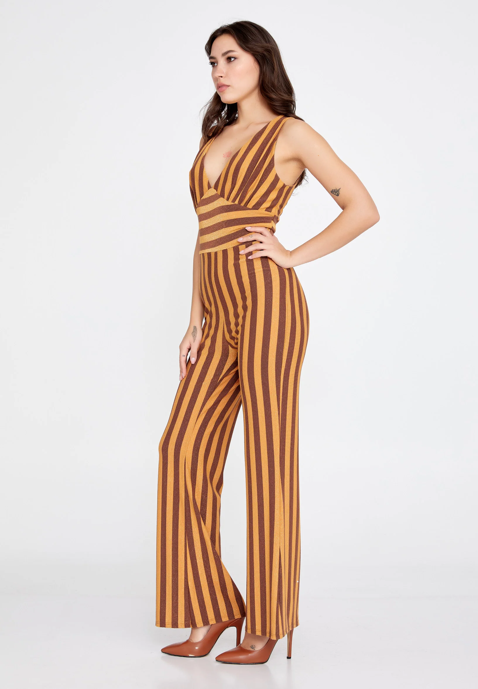 Sleeveless Striped Regular Fit Regular Casual Jumpsuit esl328tuta - Image 7