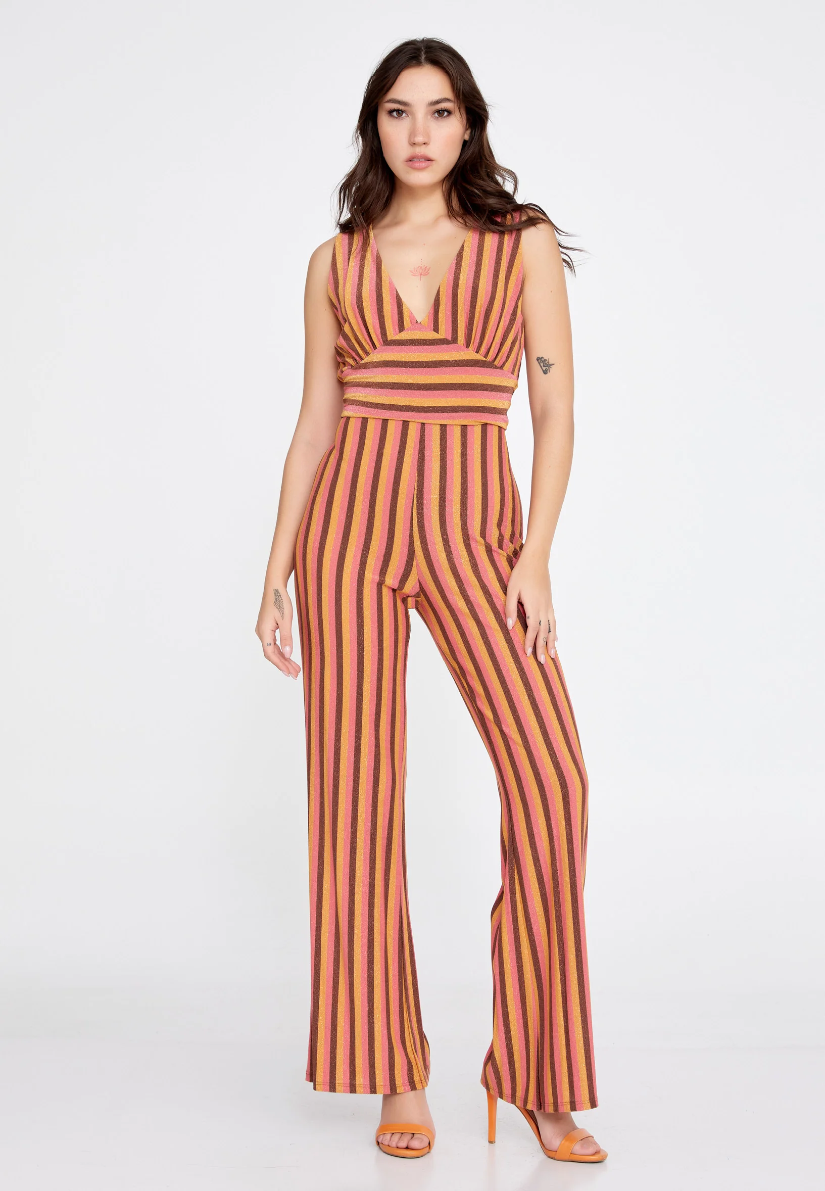 Sleeveless Striped Regular Fit Regular Casual Jumpsuit esl328tuta - Image 9