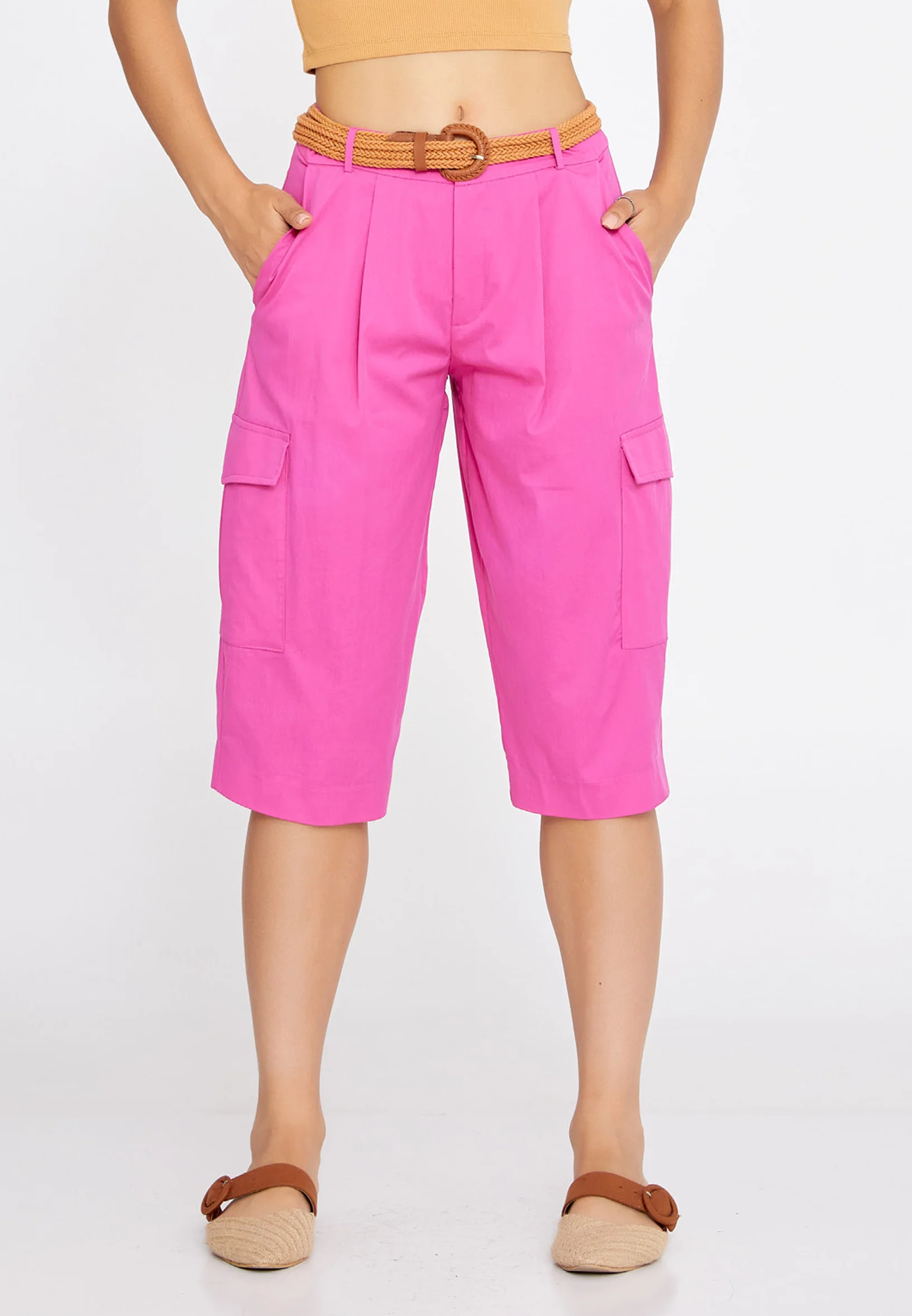 Solid Color Regular Shorts ber21y2109