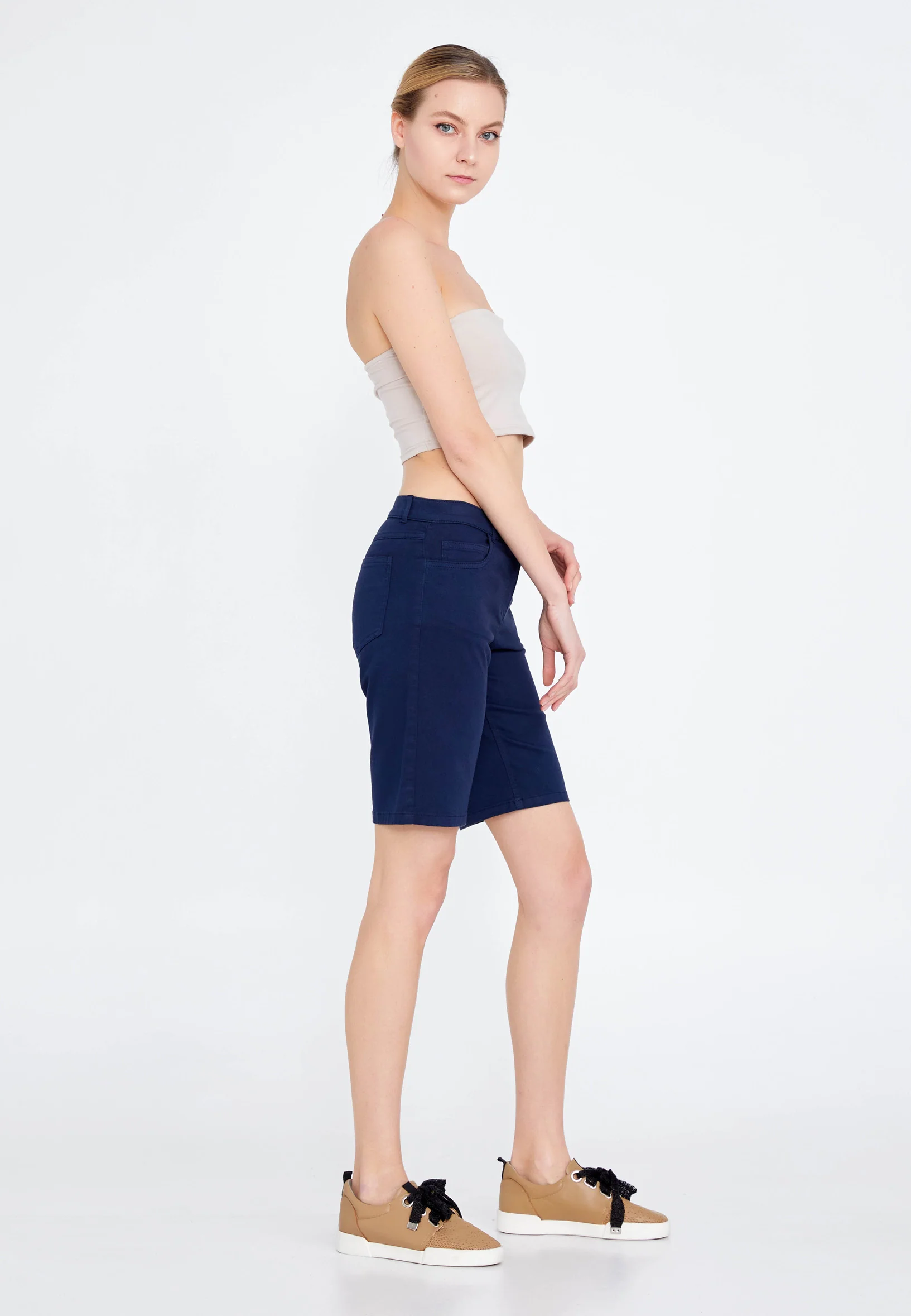 Solid Color Regular Shorts faiu36028 - Image 8