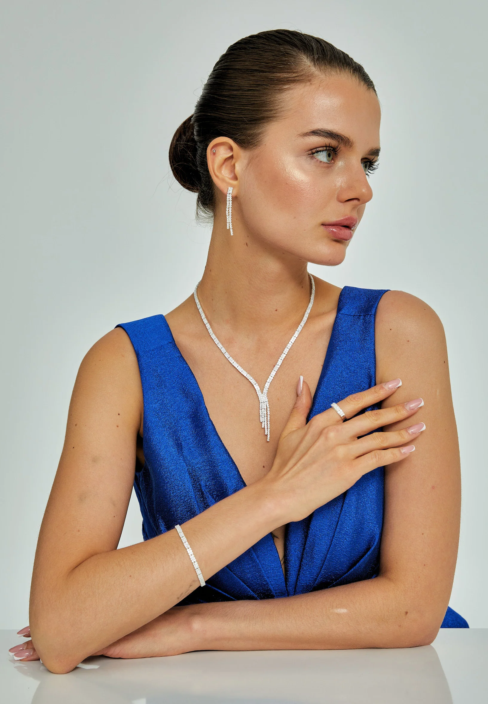 Square Rhinestone Jewelry Set abast1375z - Image 2