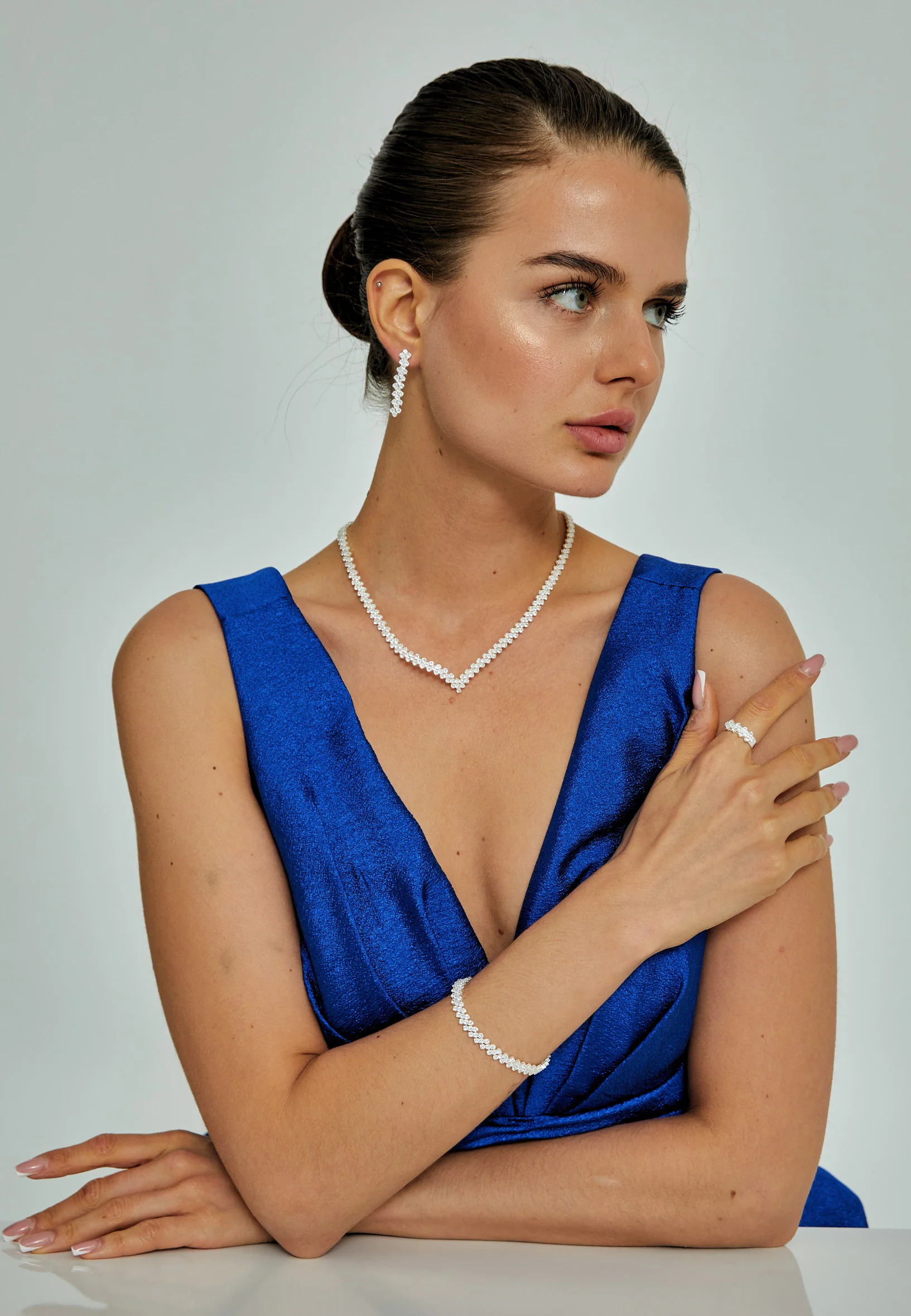 Square Rhinestone Jewelry Set abast147101z - Image 4